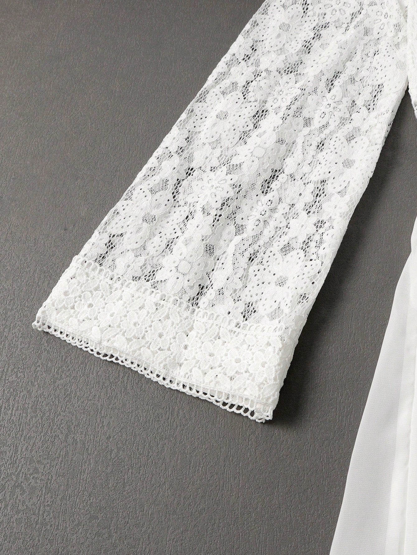 Floral Lace Dress, Chiffon Long Sleeve V-Neck Design, Suitable For Weddings Or Formal Occasions | Delicate - image 6