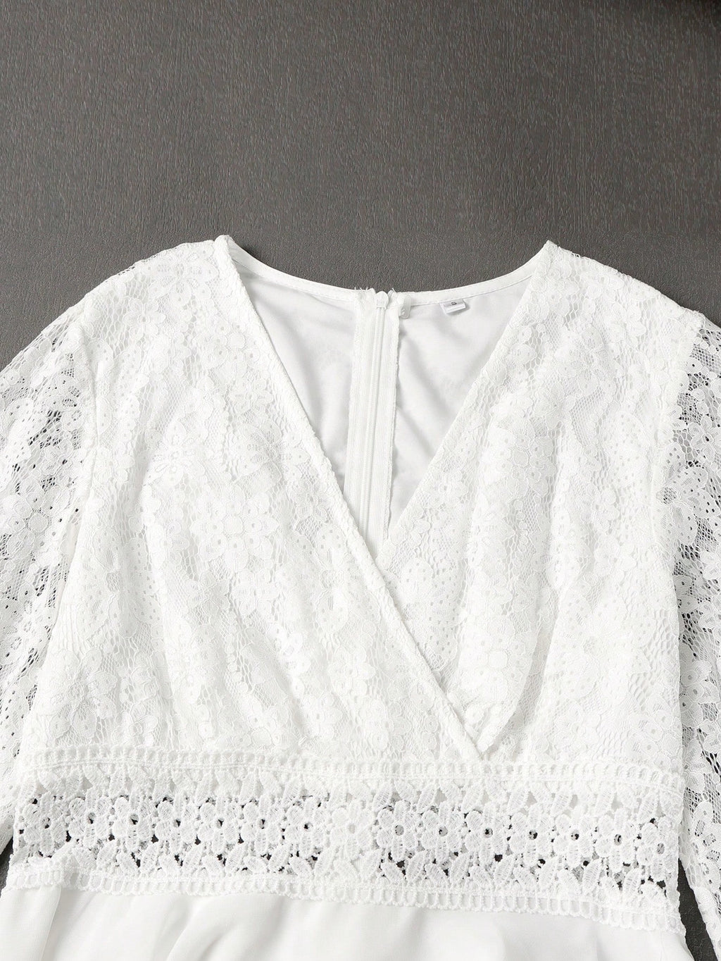 Floral Lace Dress, Chiffon Long Sleeve V-Neck Design, Suitable For Weddings Or Formal Occasions | Delicate - image 5