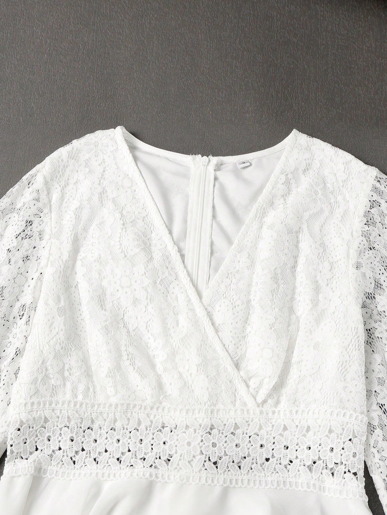 Floral Lace Dress, Chiffon Long Sleeve V-Neck Design, Suitable For Weddings Or Formal Occasions | Delicate - image 5