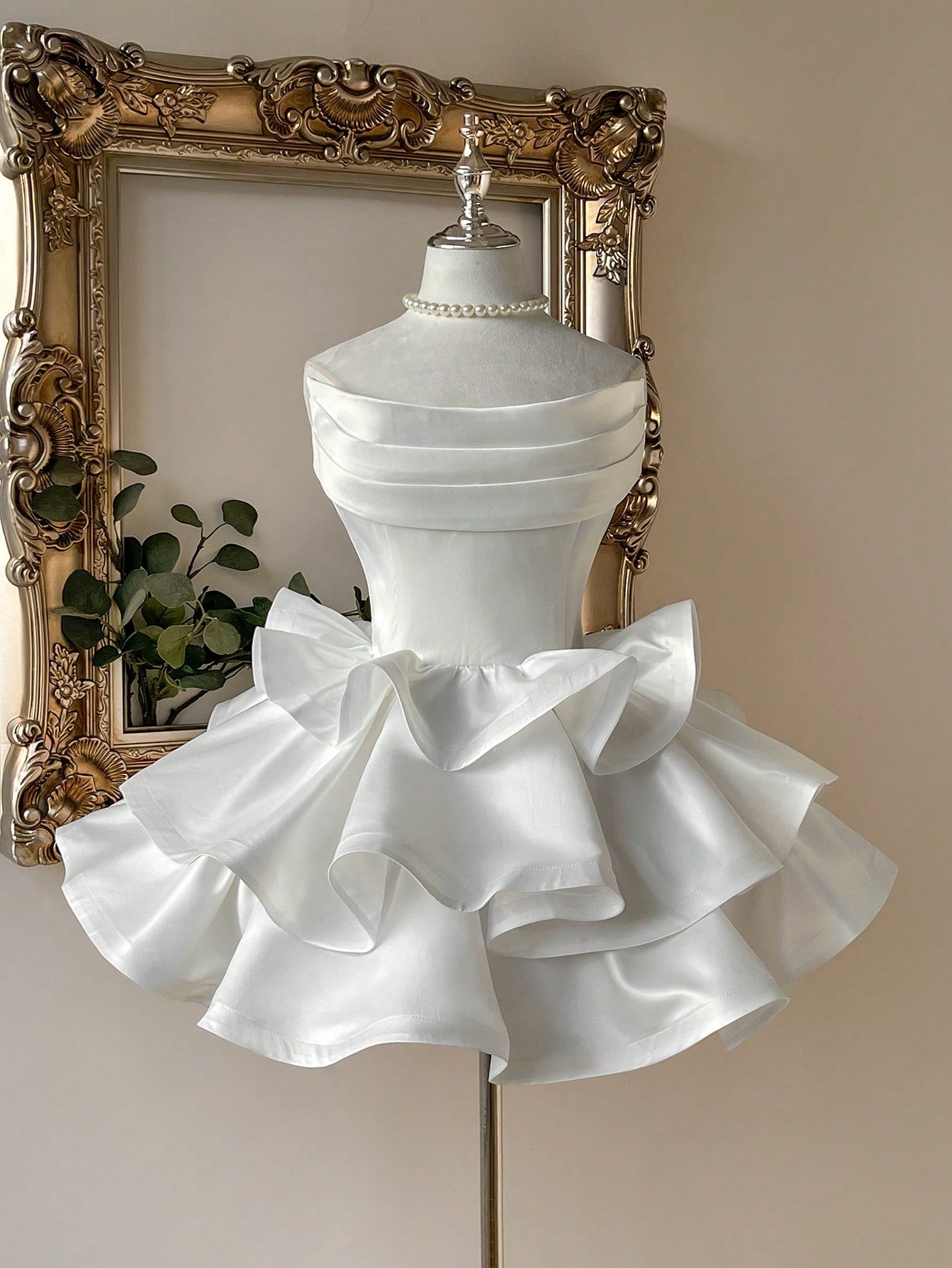 Lovelzi Champagne Summer Elegant Formal Party Satin Off Shoulder Ruffle Hem Dress, Fashionable Wedding - image 8