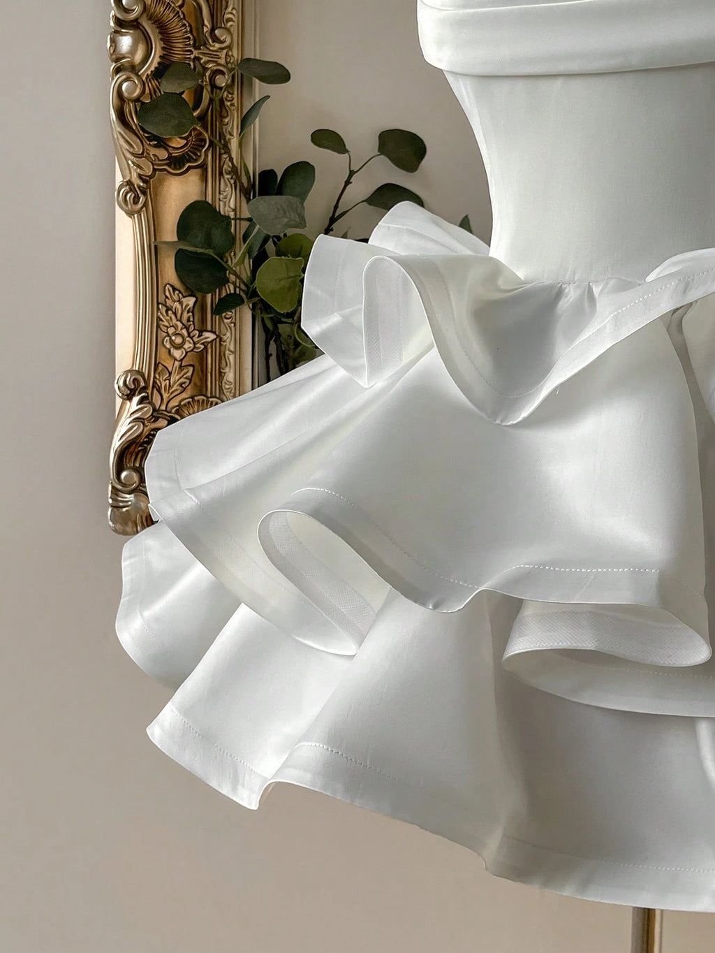 Lovelzi Champagne Summer Elegant Formal Party Satin Off Shoulder Ruffle Hem Dress, Fashionable Wedding - image 10