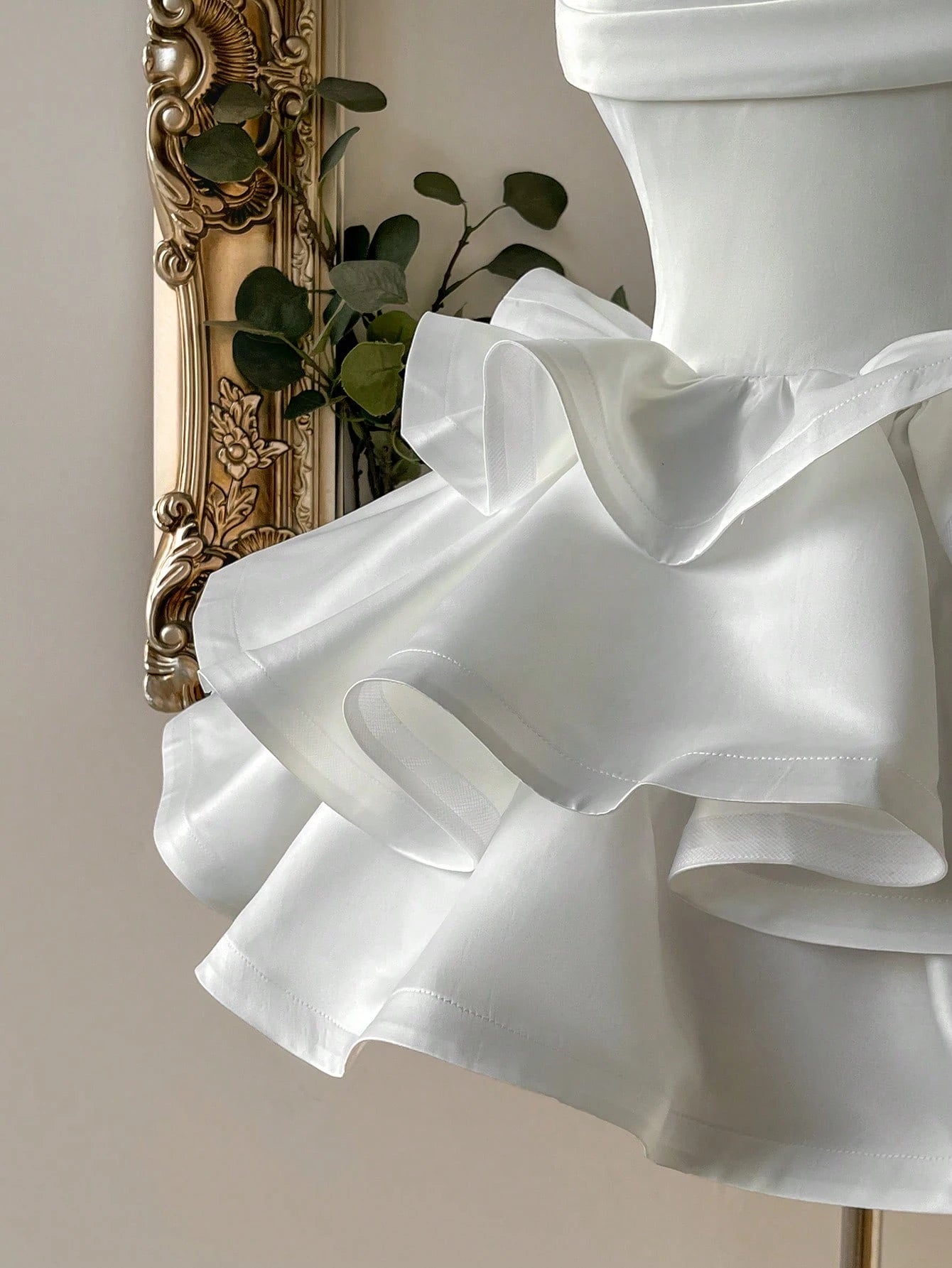 Lovelzi Champagne Summer Elegant Formal Party Satin Off Shoulder Ruffle Hem Dress, Fashionable Wedding - image 10