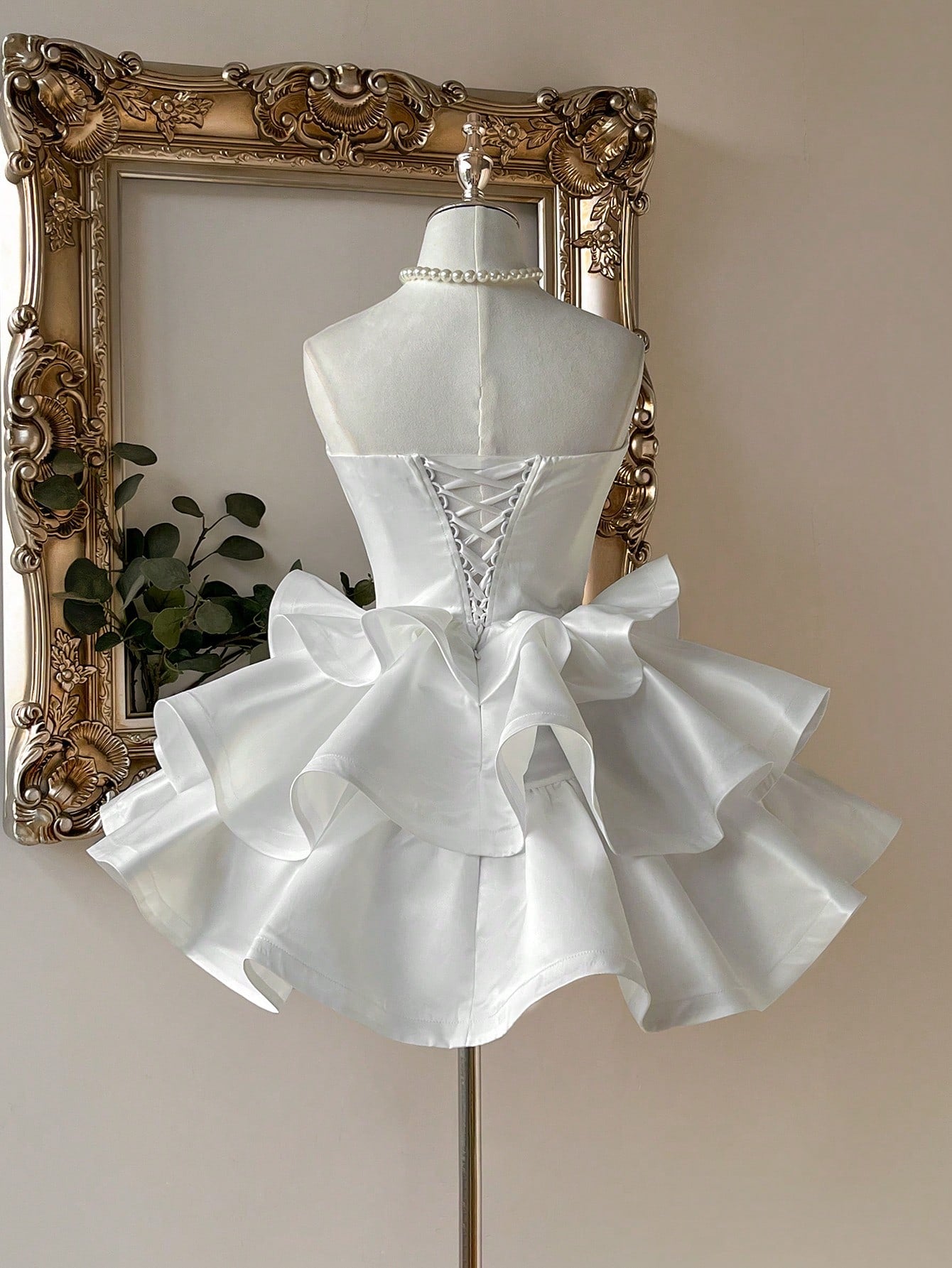 Lovelzi Champagne Summer Elegant Formal Party Satin Off Shoulder Ruffle Hem Dress, Fashionable Wedding - image 18