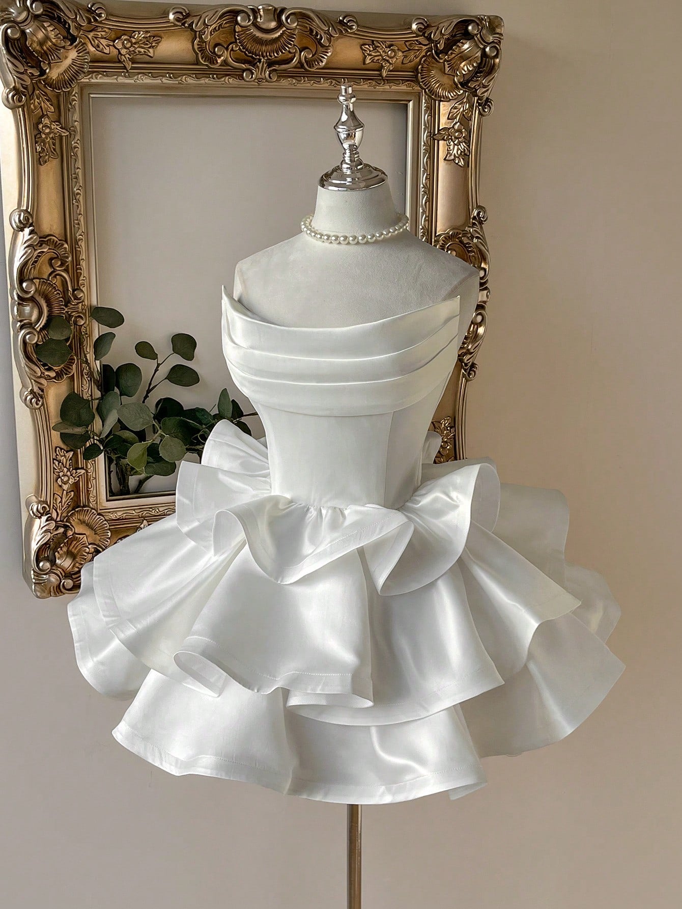 Lovelzi Champagne Summer Elegant Formal Party Satin Off Shoulder Ruffle Hem Dress, Fashionable Wedding - image 19