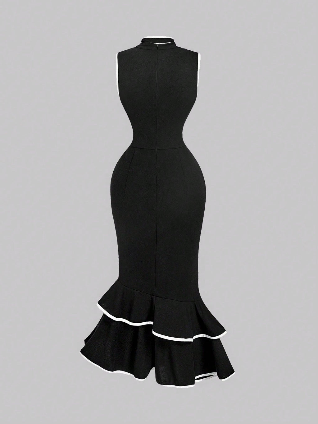 MOD Women's Sleeveless Midi Dress With Tie Neck, Black Bow And White,