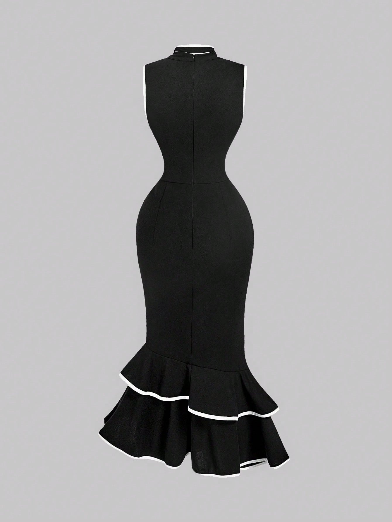 MOD Women's Sleeveless Midi Dress With Tie Neck, Black Bow And White, Christmas, New Year, Thanksgiving, - image 2