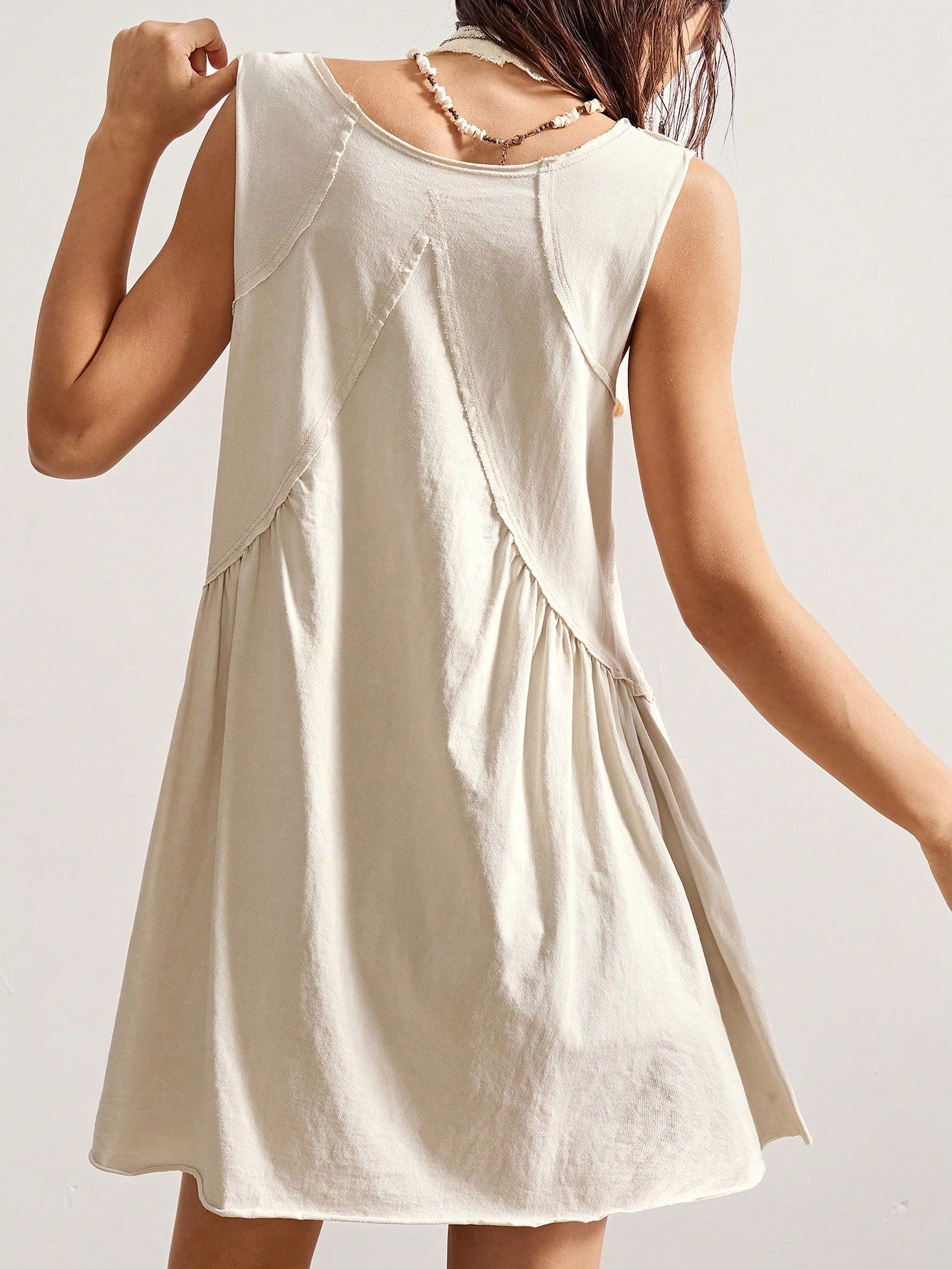 Bohemela Casual Solid Color V-Neck Loose Knit Mini Dress For