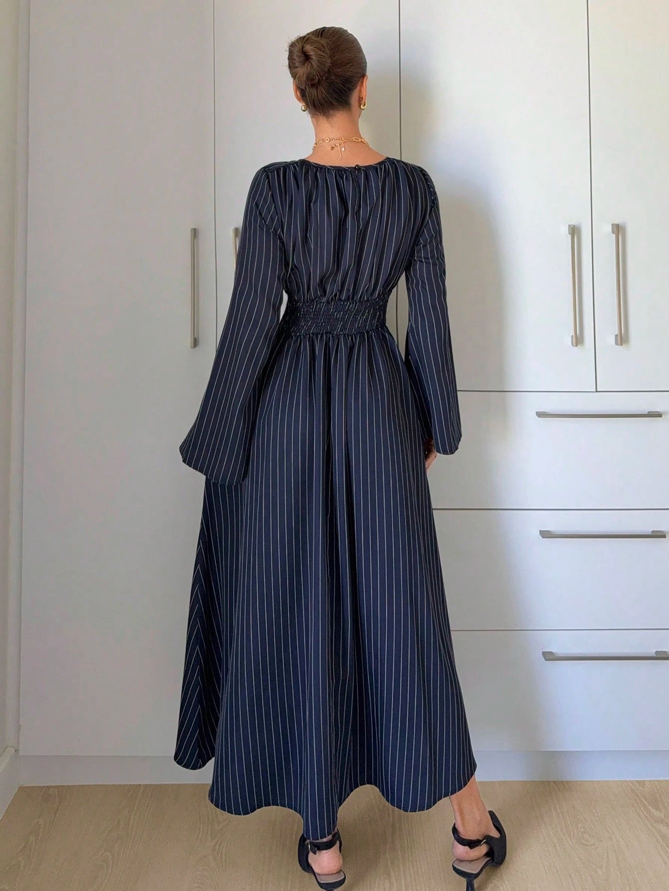 Siren Gaze Women's Navy Blue Minimalist Long Sleeve Dress, Casual Everyday Wear Autumn,Dresses For Women - image 9