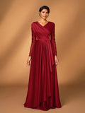 Serin Women's Elegant Luxurious Satin Patchwork Mesh Draped Neck Applique A-Line Asymmetric Dress,Dusty