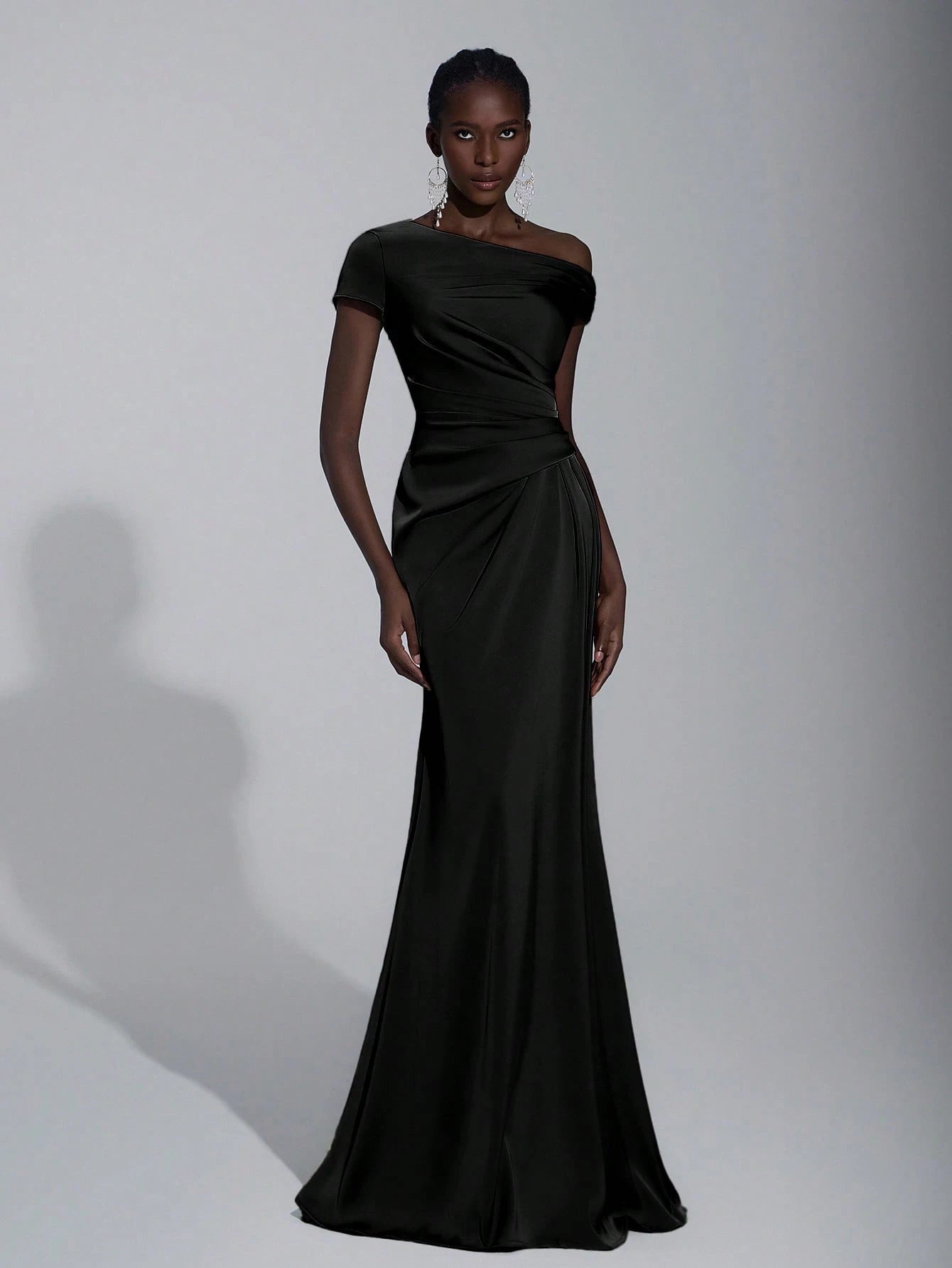 Elitara Elegant Luxurious Satin Ruched Off Shoulder Mermaid Dress, Suitable For Weddings, Parties, Vacations, - image 11