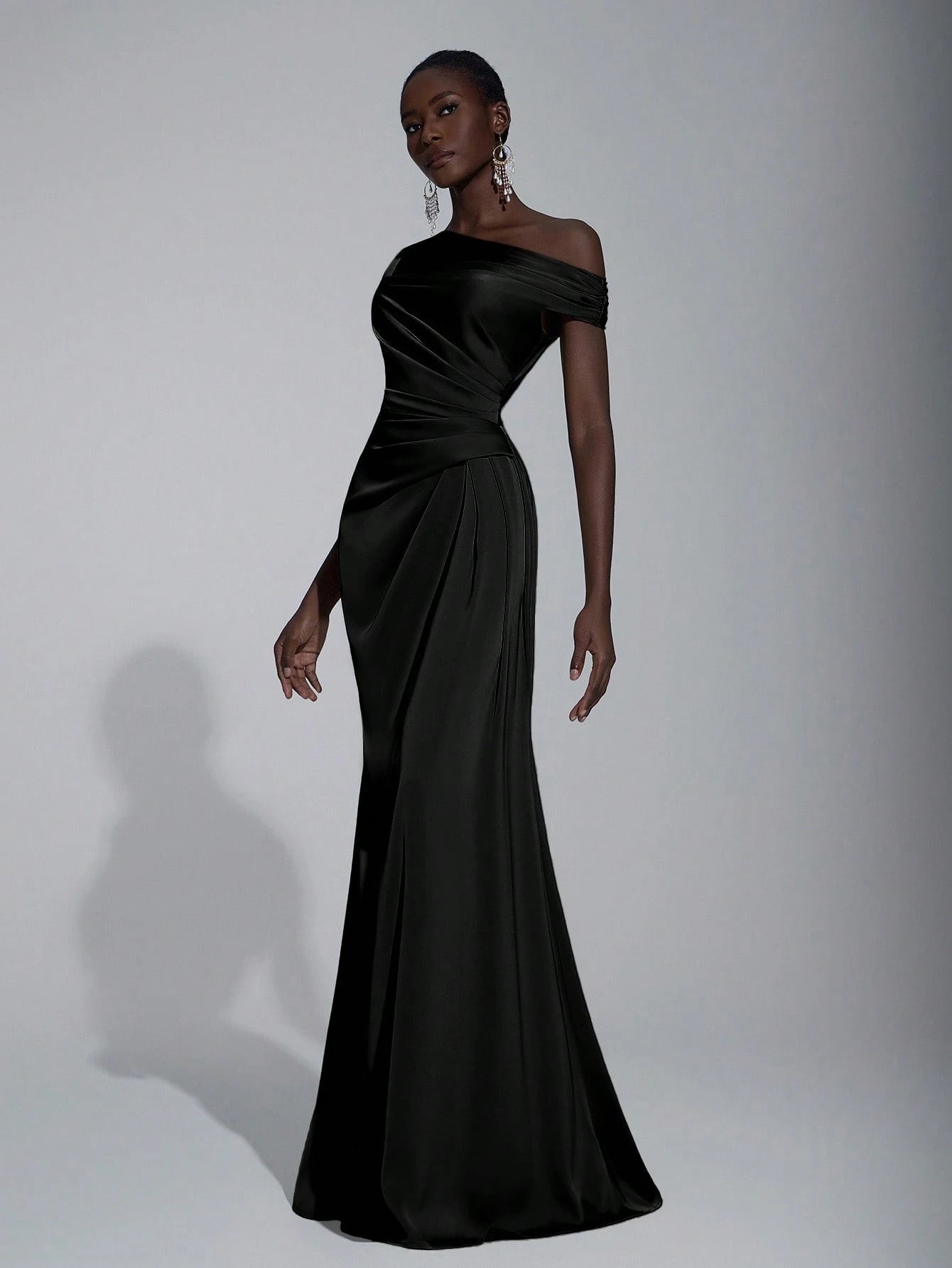 Elitara Elegant Luxurious Satin Ruched Off Shoulder Mermaid Dress, Suitable For Weddings, Parties, Vacations, - image 14