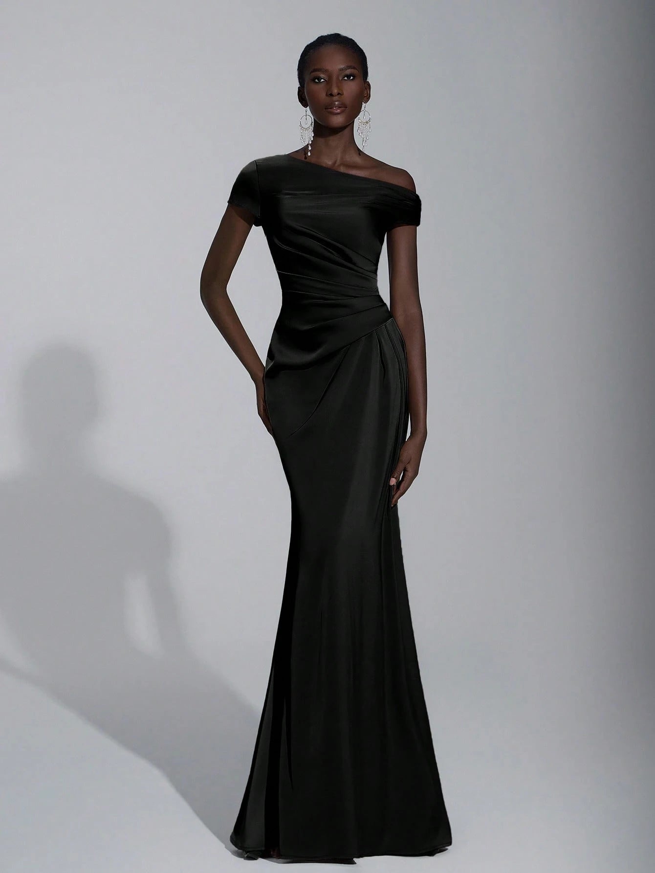 Elitara Elegant Luxurious Satin Ruched Off Shoulder Mermaid Dress, Suitable For Weddings, Parties, Vacations, - image 15