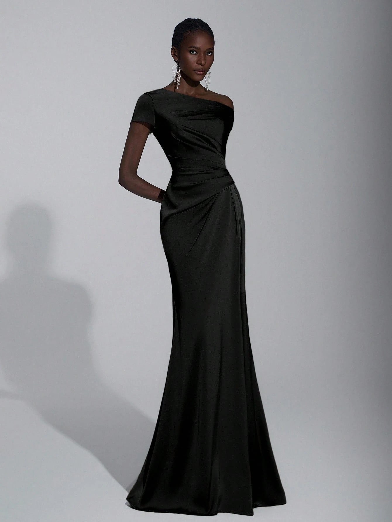 Elitara Elegant Luxurious Satin Ruched Off Shoulder Mermaid Dress, Suitable For Weddings, Parties, Vacations, - image 16