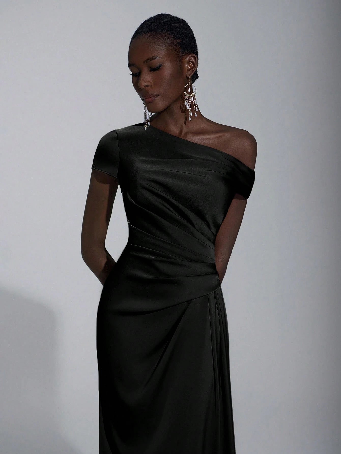 Elitara Elegant Luxurious Satin Ruched Off Shoulder Mermaid Dress, Suitable For Weddings, Parties, Vacations, - image 17