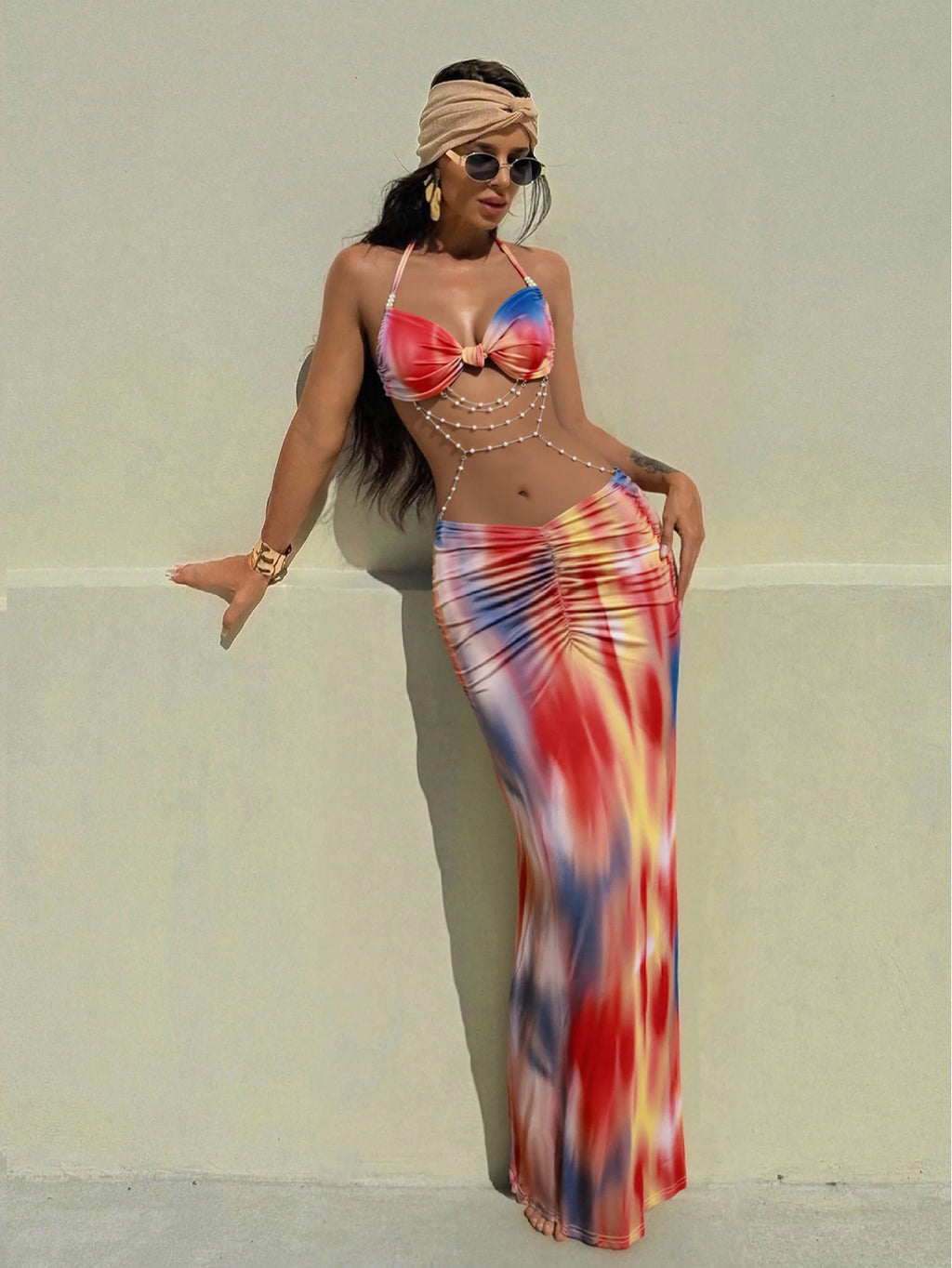 Spring/Summer Vacation, Hawaiian Style, Sexy Tie-Dye Halter Neck