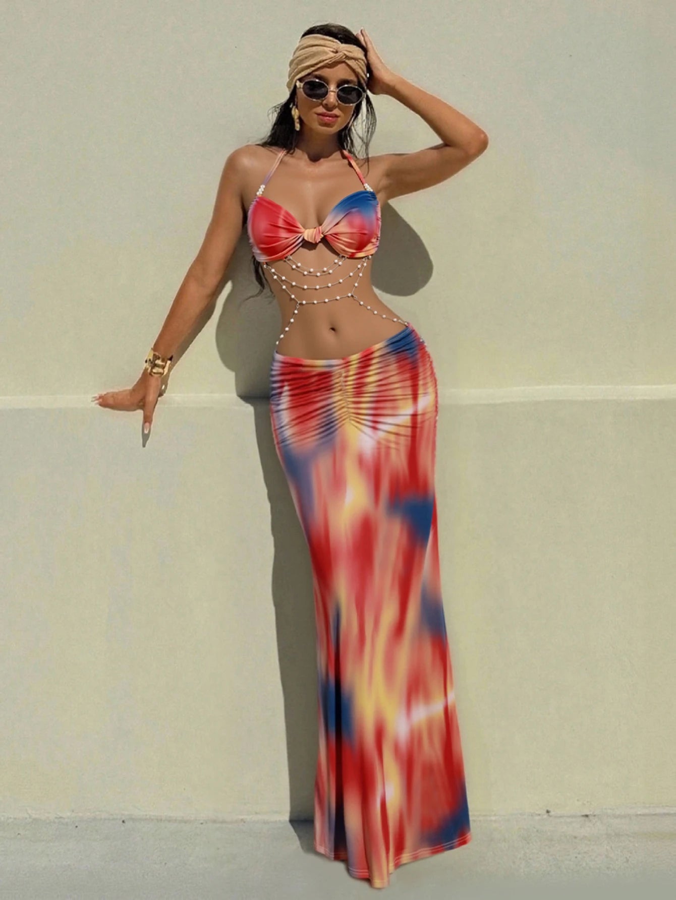 Spring/Summer Vacation, Hawaiian Style, Sexy Tie-Dye Halter Neck