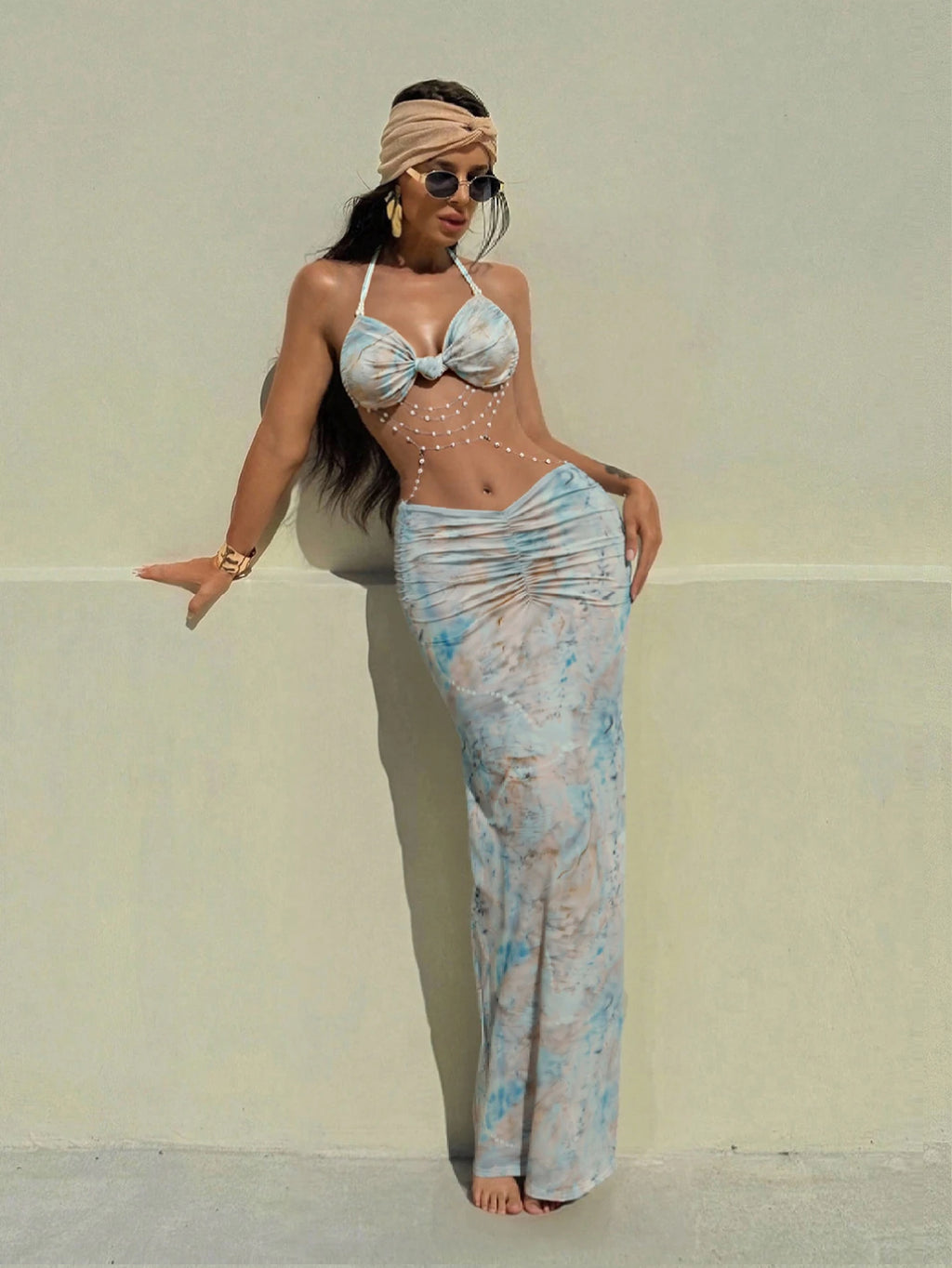 Spring/Summer Vacation, Hawaiian Style, Sexy Tie-Dye Halter Neck