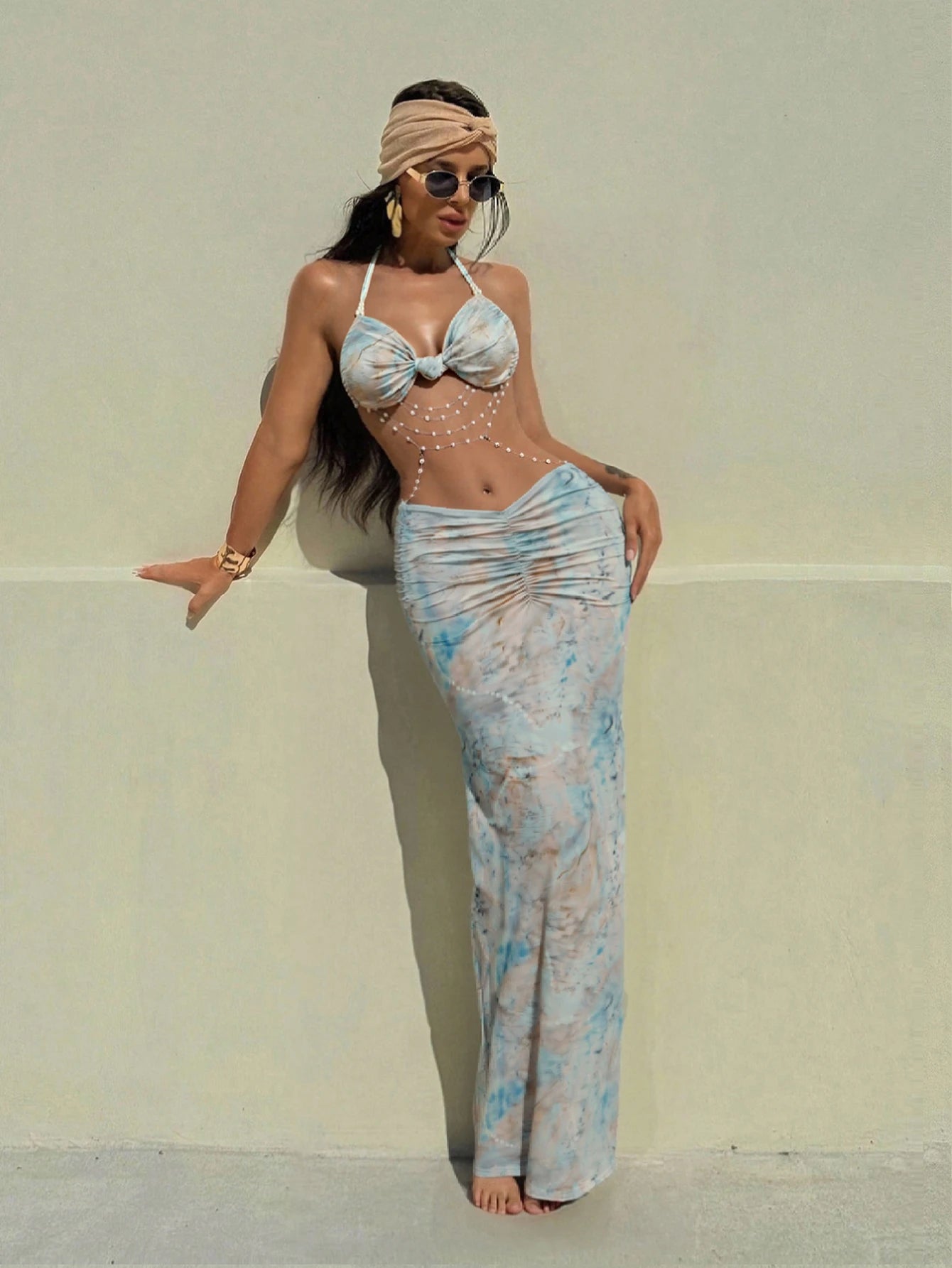 Spring/Summer Vacation, Hawaiian Style, Sexy Tie-Dye Halter Neck