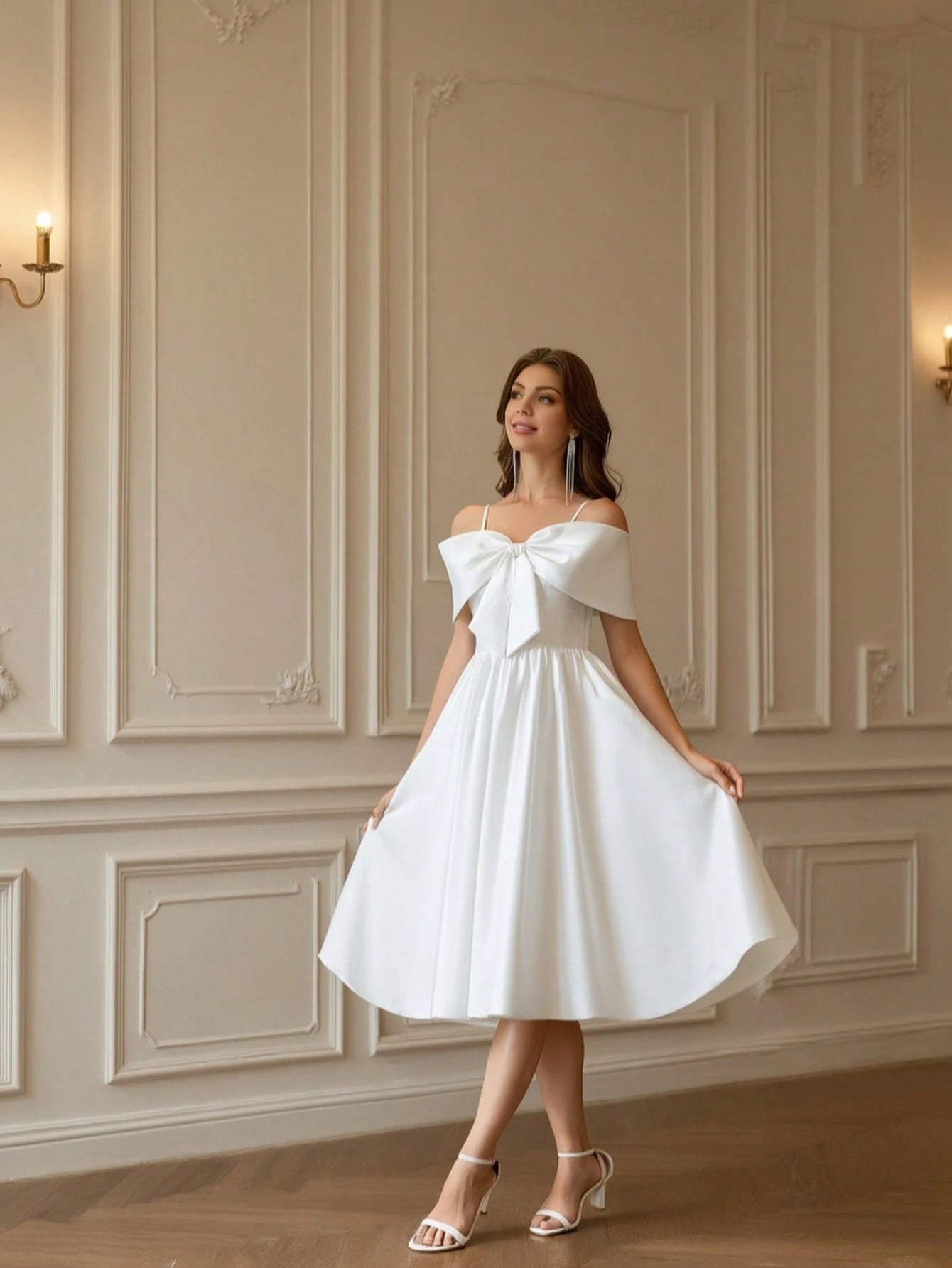YUMIBRAVO Ballet Style Satin Wedding Dresses For Bride, White Dresses For Women, Ball Gown Dress Party Dress, - image 5