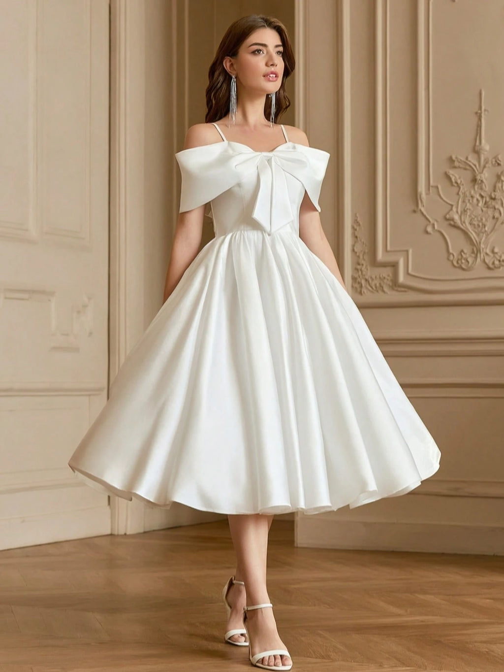 YUMIBRAVO Ballet Style Satin Wedding Dresses For Bride, White Dresses For Women, Ball Gown Dress Party Dress, - image 2