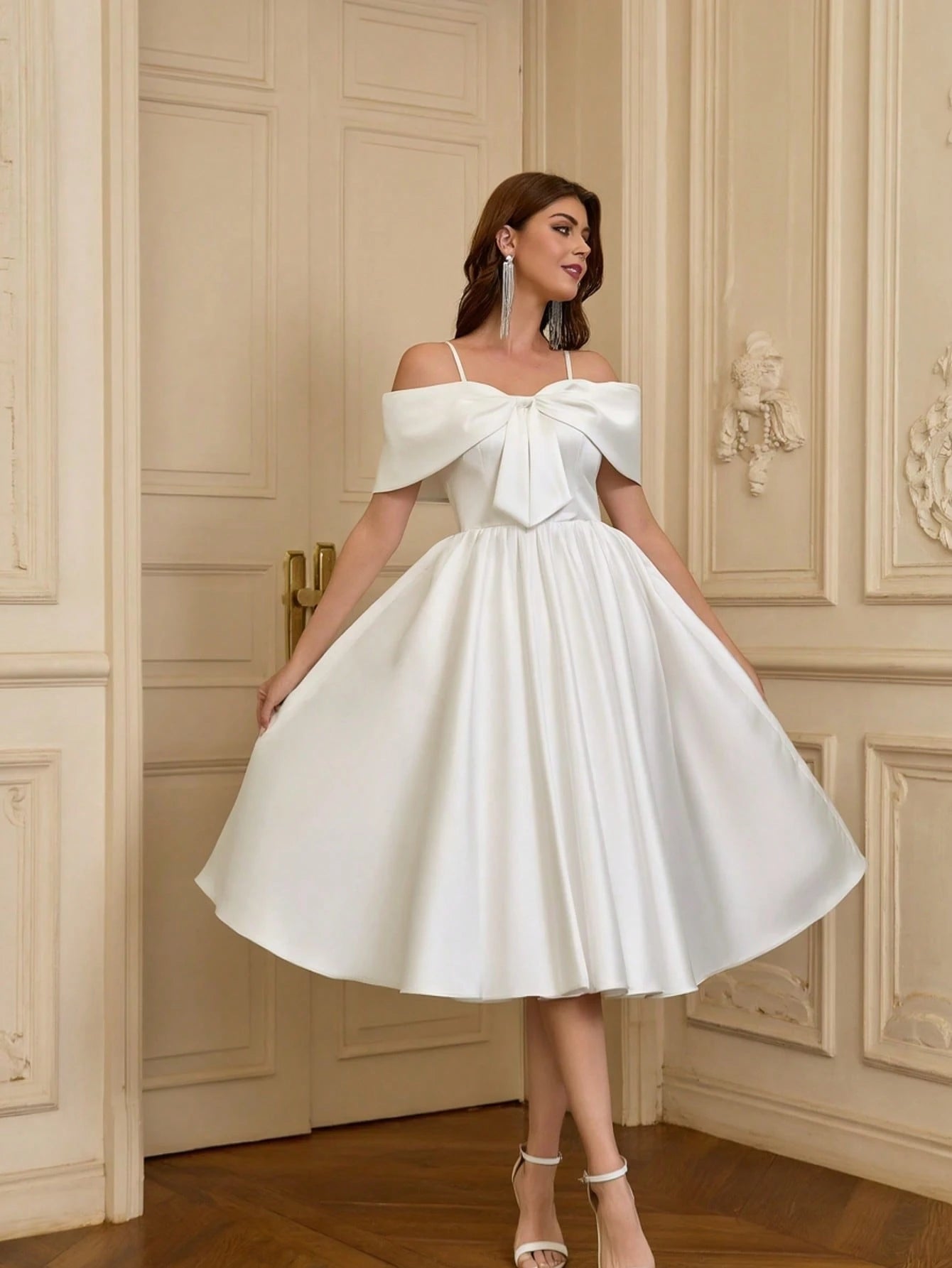 YUMIBRAVO Ballet Style Satin Wedding Dresses For Bride, White Dresses For Women, Ball Gown Dress Party Dress, - image 7