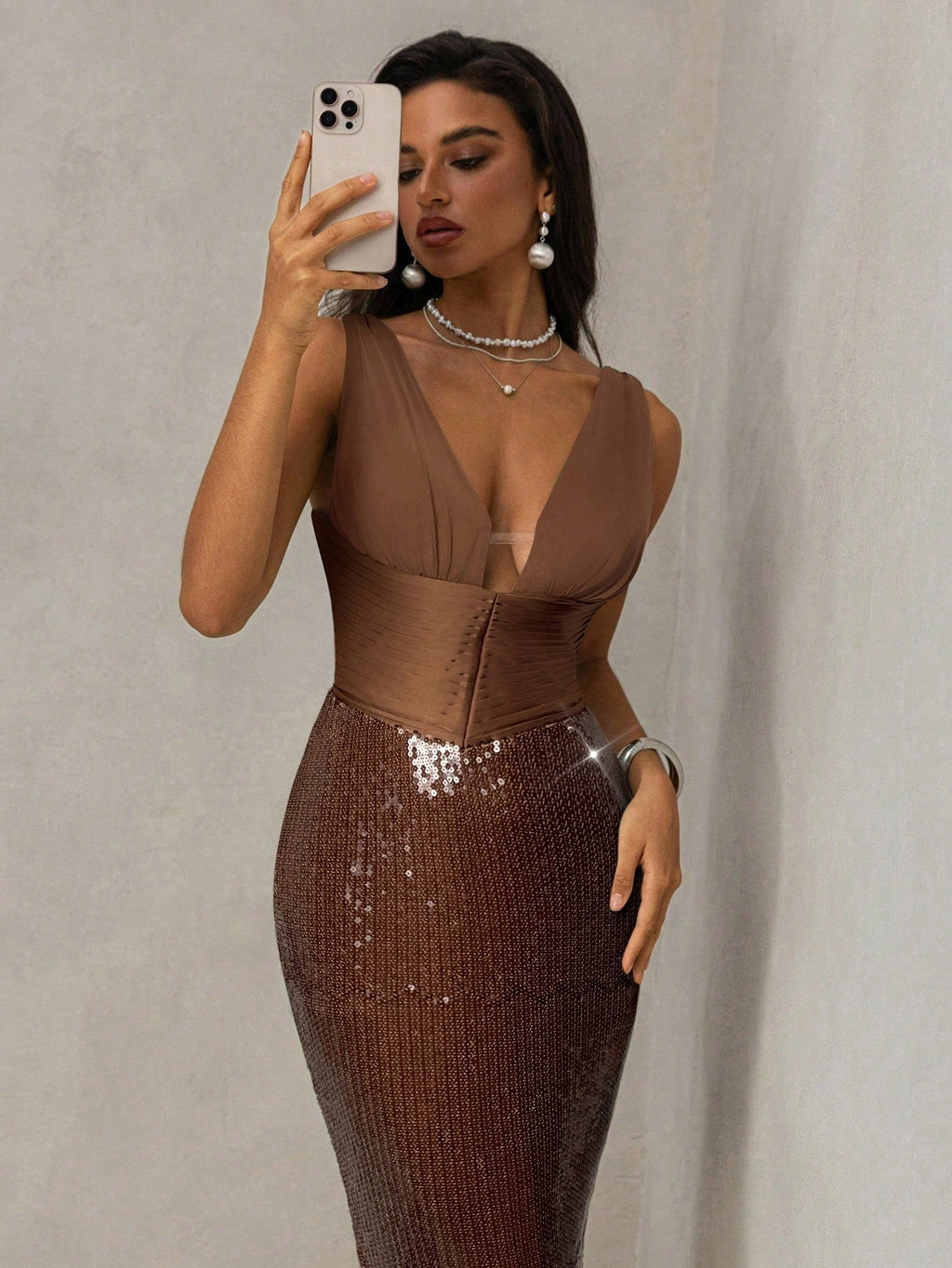 Vowa Elegant Shiny Mint Green Sequin Satin Patchwork Backless Dress,Summer Formal Wedding Prom Party - image 3