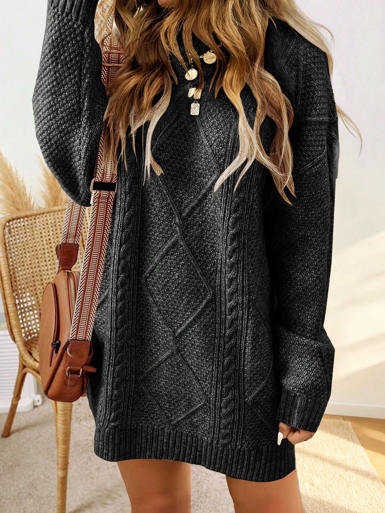 Freeform Spring Women's Long Sweater, White, Black, Pink, Brown, Fashion Minimalist Business Casual Commute - image 6