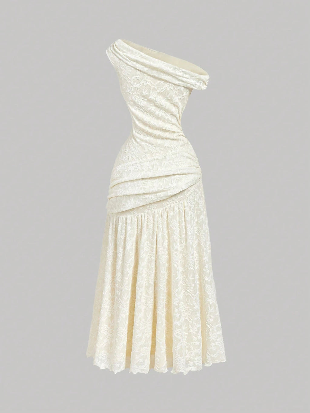 Women's Solid Color Asymmetric Neckline Ruched Elegant Dress Vacation