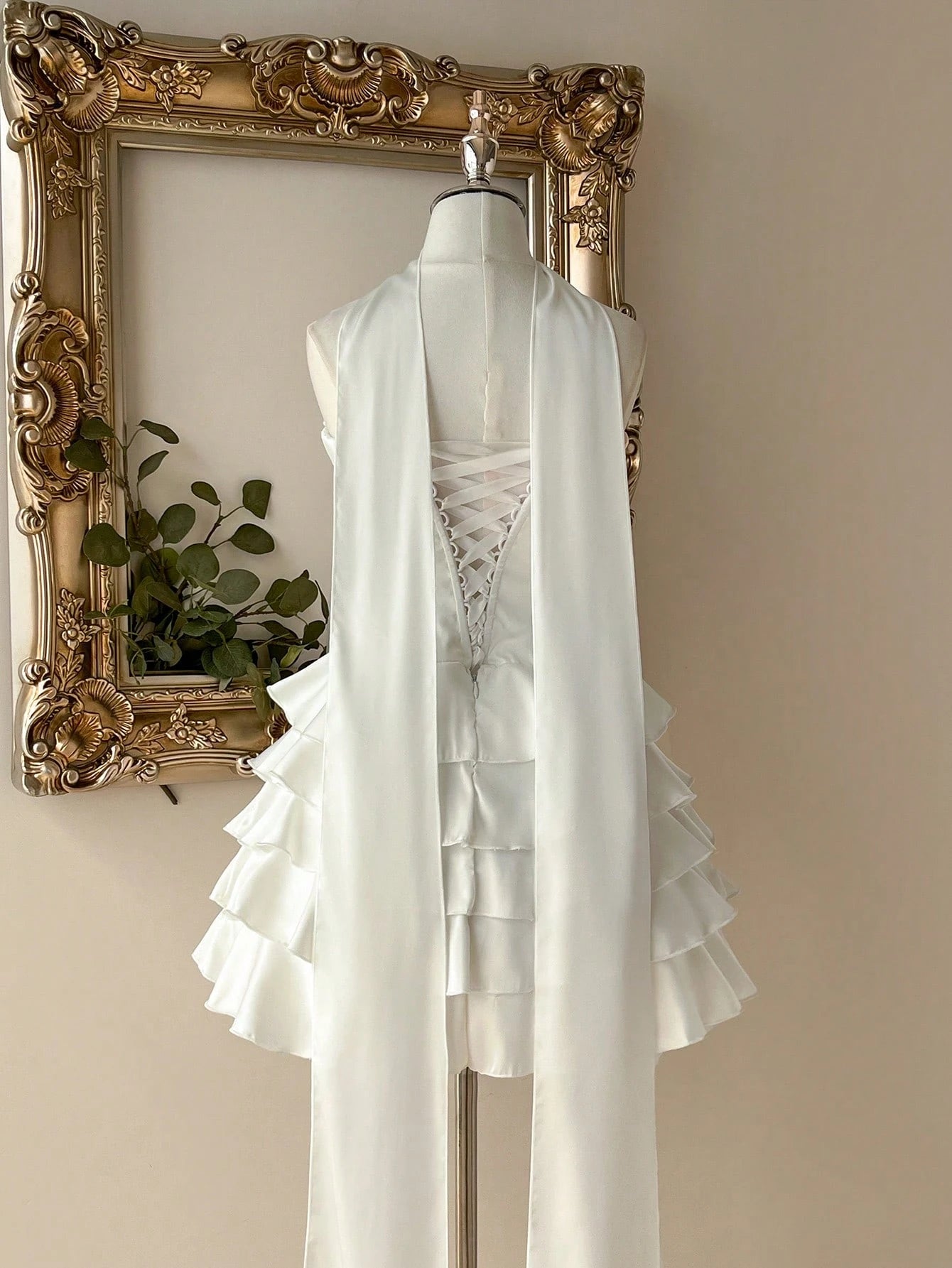 Lovelzi Elegant White Spring Satin Mermaid Dress,Noble Palace-Style Layered Ruffle Hem,Perfect For - image 2
