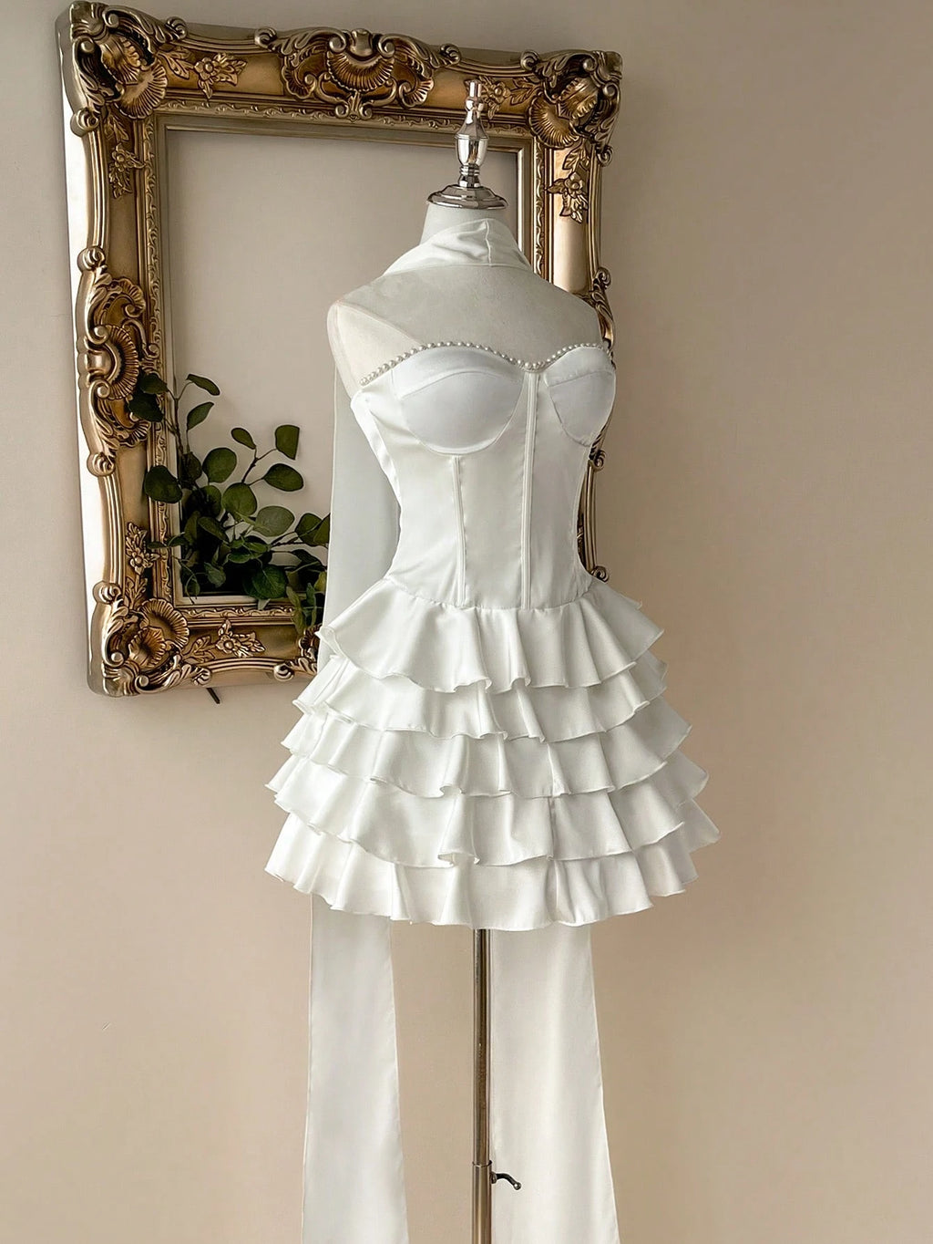Lovelzi Elegant White Spring Satin Mermaid Dress,Noble Palace-Style Layered Ruffle Hem,Perfect For - image 4