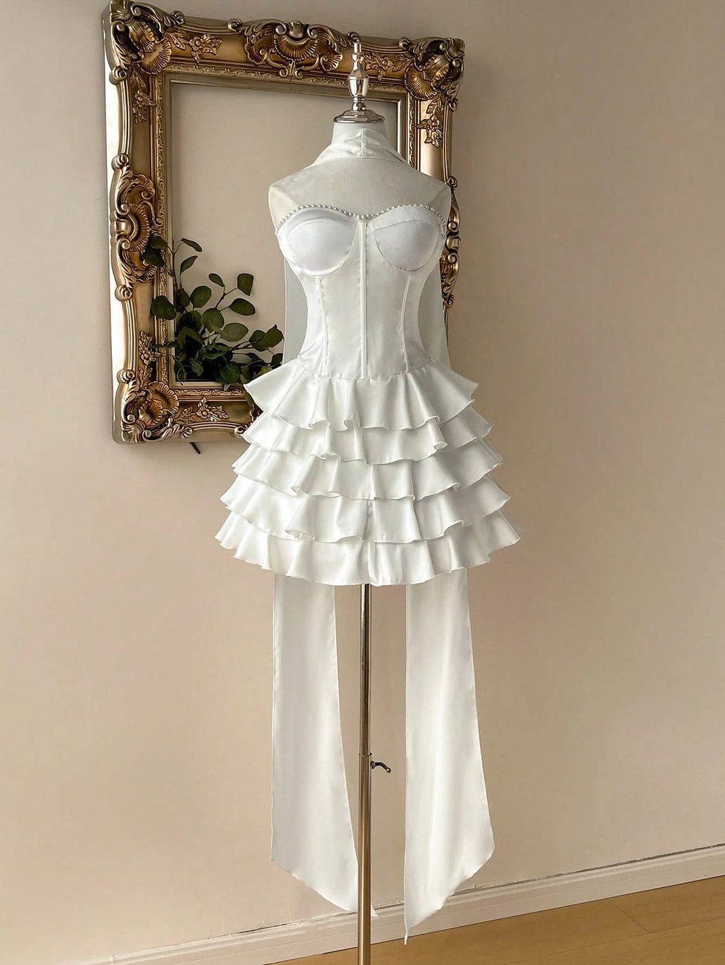 Lovelzi Elegant White Spring Satin Mermaid Dress,Noble Palace-Style Layered Ruffle Hem,Perfect For - image 6