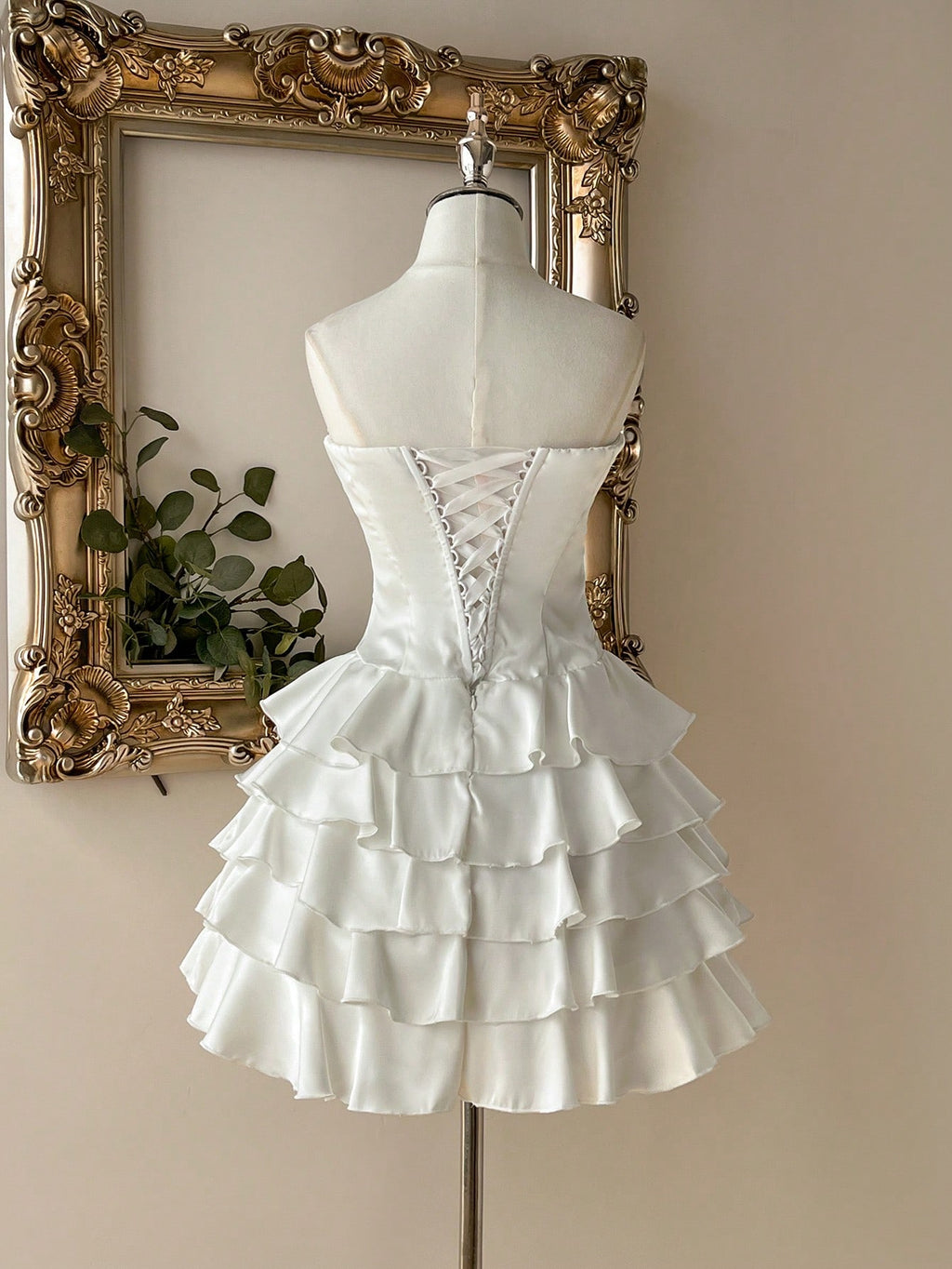Lovelzi Elegant White Spring Satin Mermaid Dress,Noble Palace-Style Layered Ruffle Hem,Perfect For - image 7
