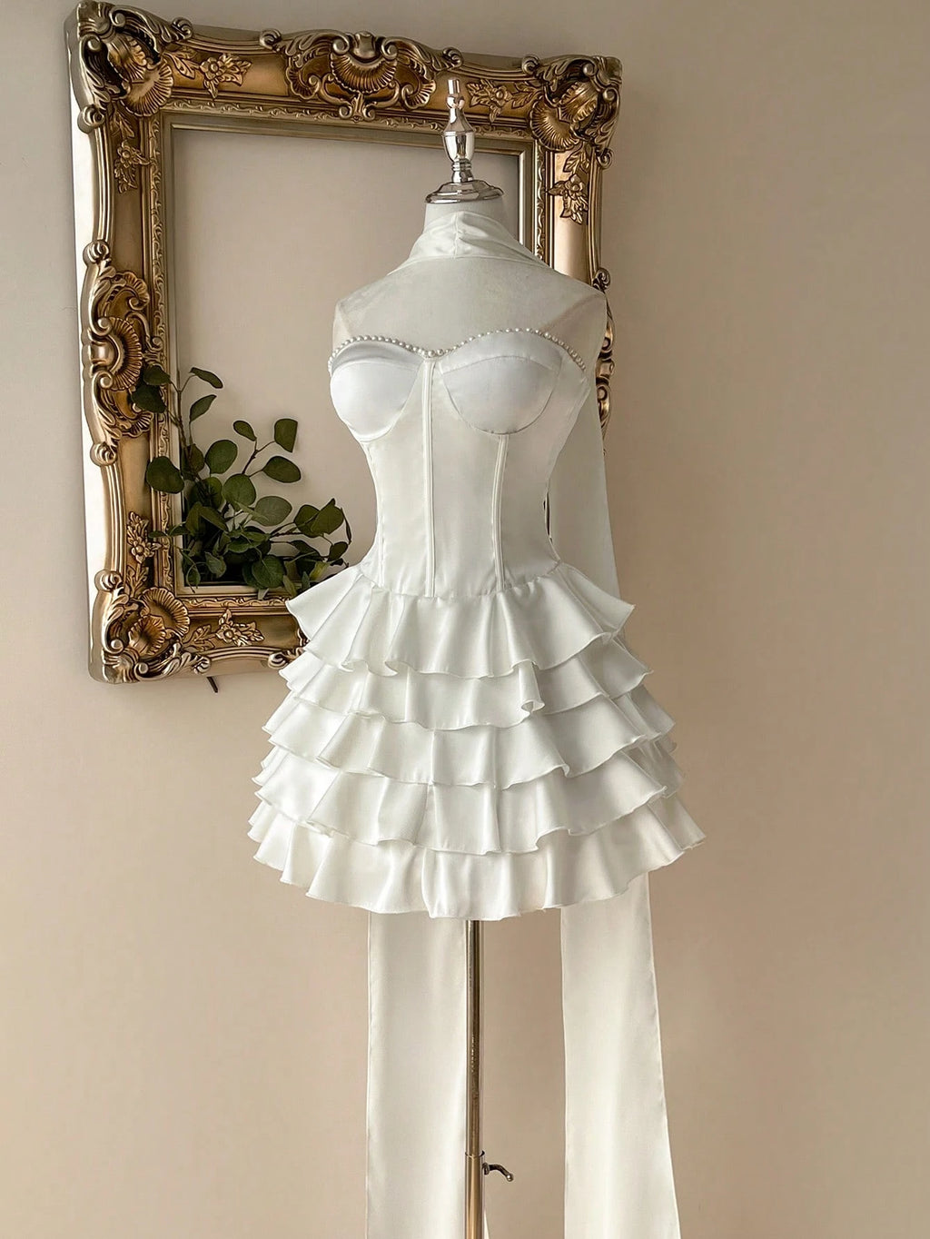 Lovelzi Elegant White Spring Satin Mermaid Dress,Noble Palace-Style Layered Ruffle Hem,Perfect For - image 8