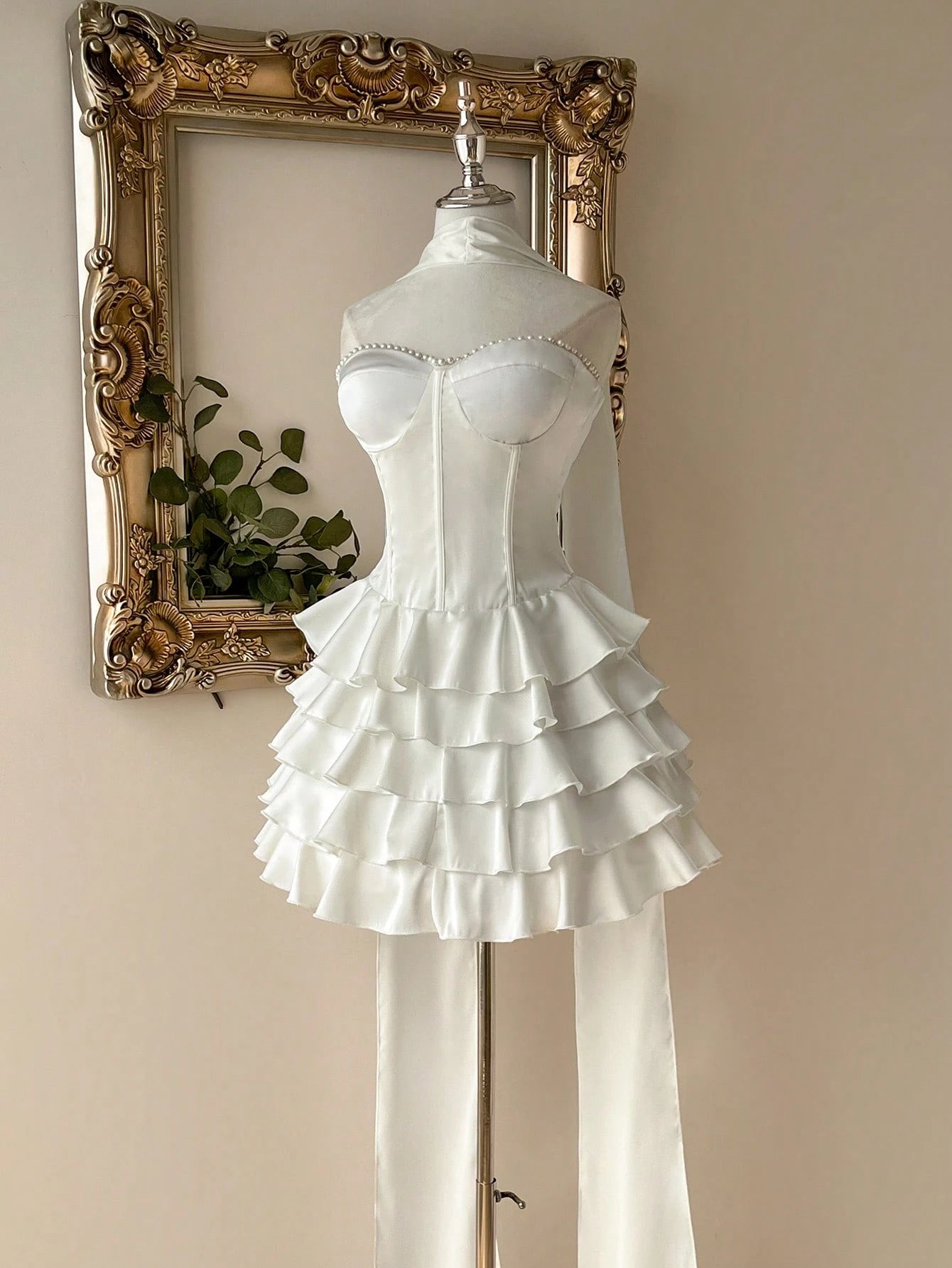 Lovelzi Elegant White Spring Satin Mermaid Dress,Noble Palace-Style Layered Ruffle Hem,Perfect For - image 8
