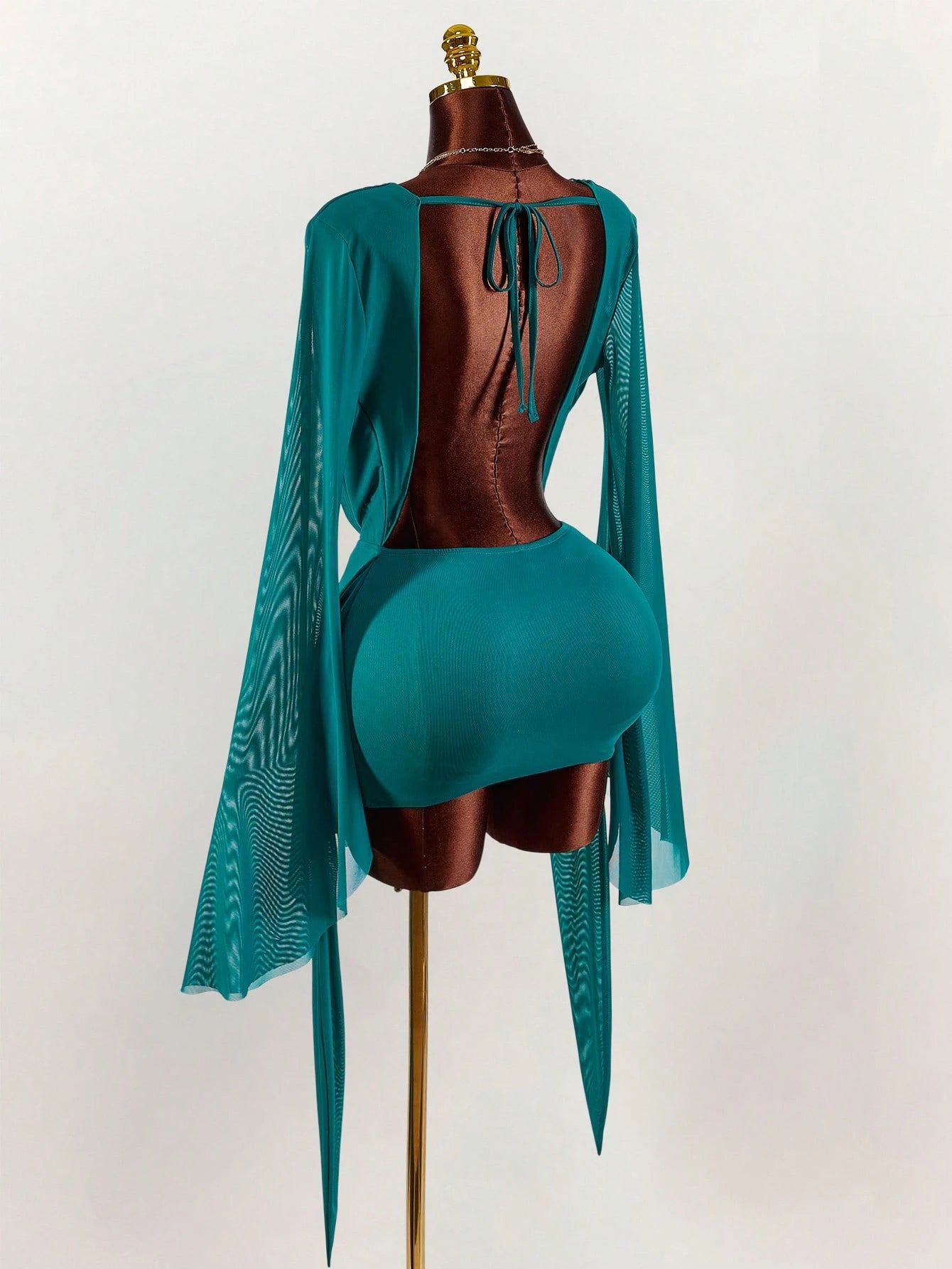 Amplova Romantic Vacation Earth Tone Low Cut Draped Neckline Flared
