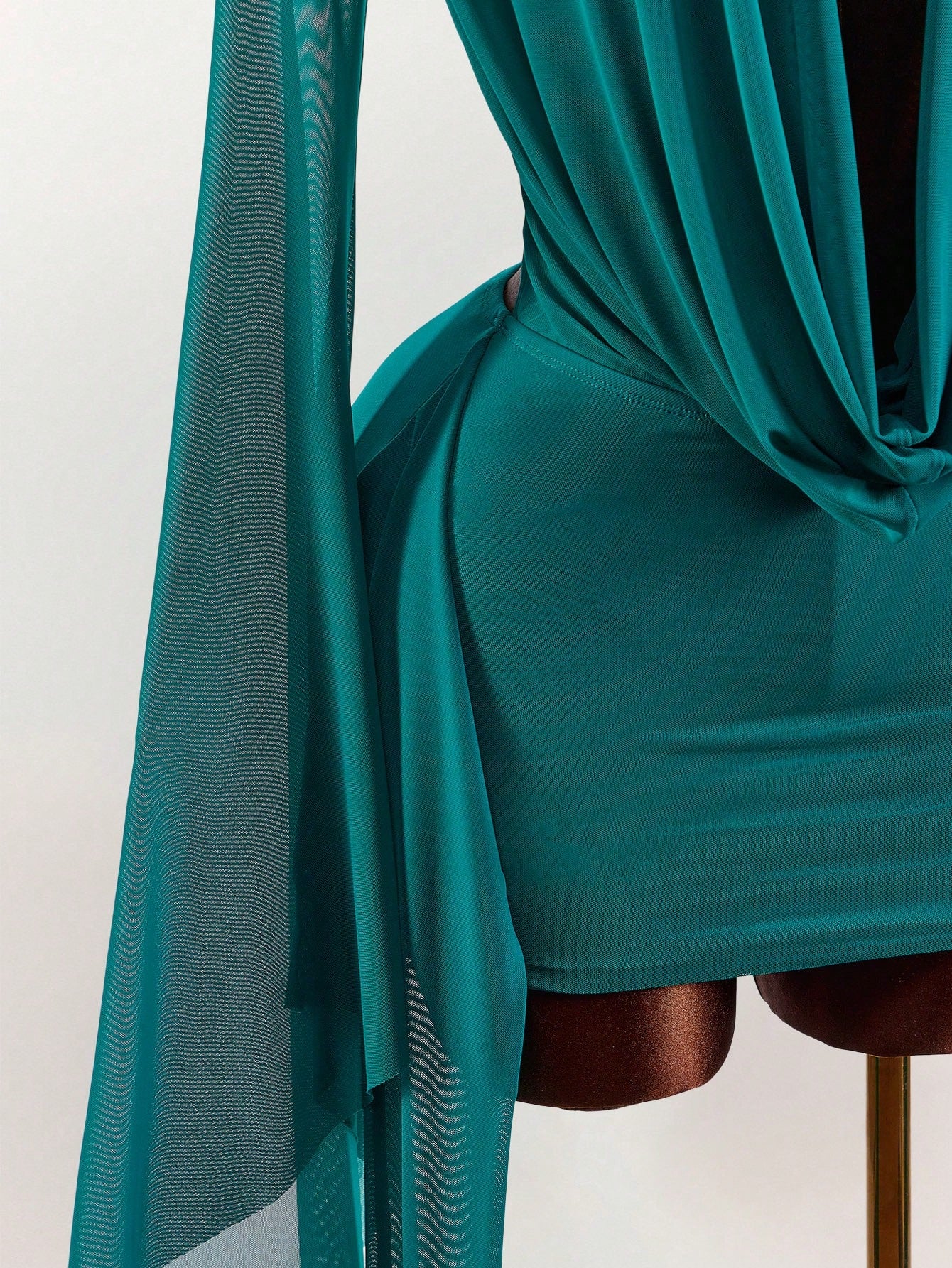Amplova Romantic Vacation Earth Tone Low Cut Draped Neckline Flared
