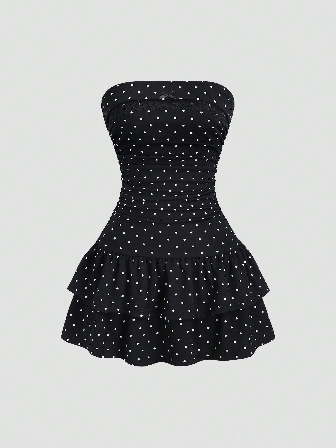 Sweetra Black And White Polka Dot Summer Cute Picnic Dress,French