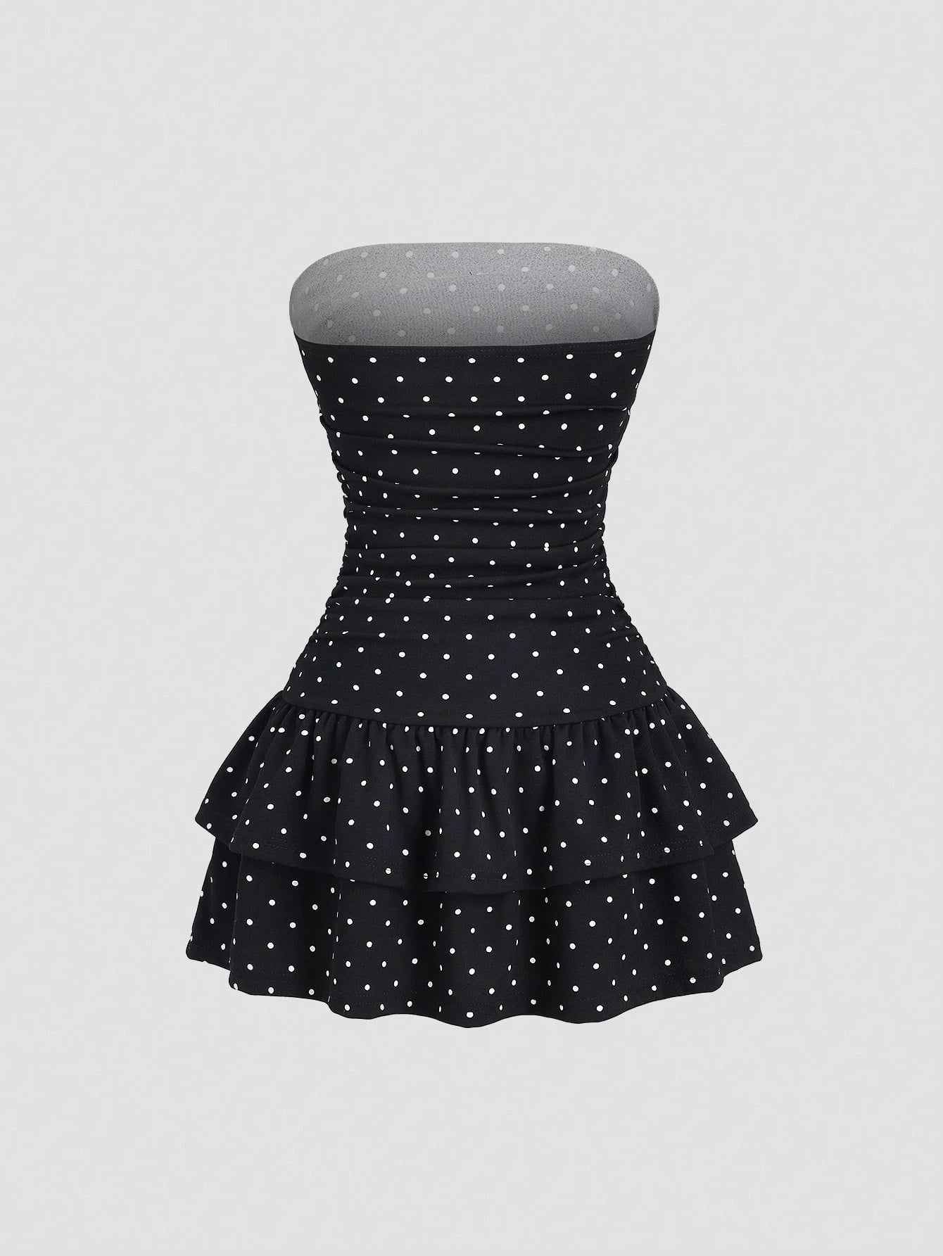 Sweetra Black And White Polka Dot Summer Cute Picnic Dress,French