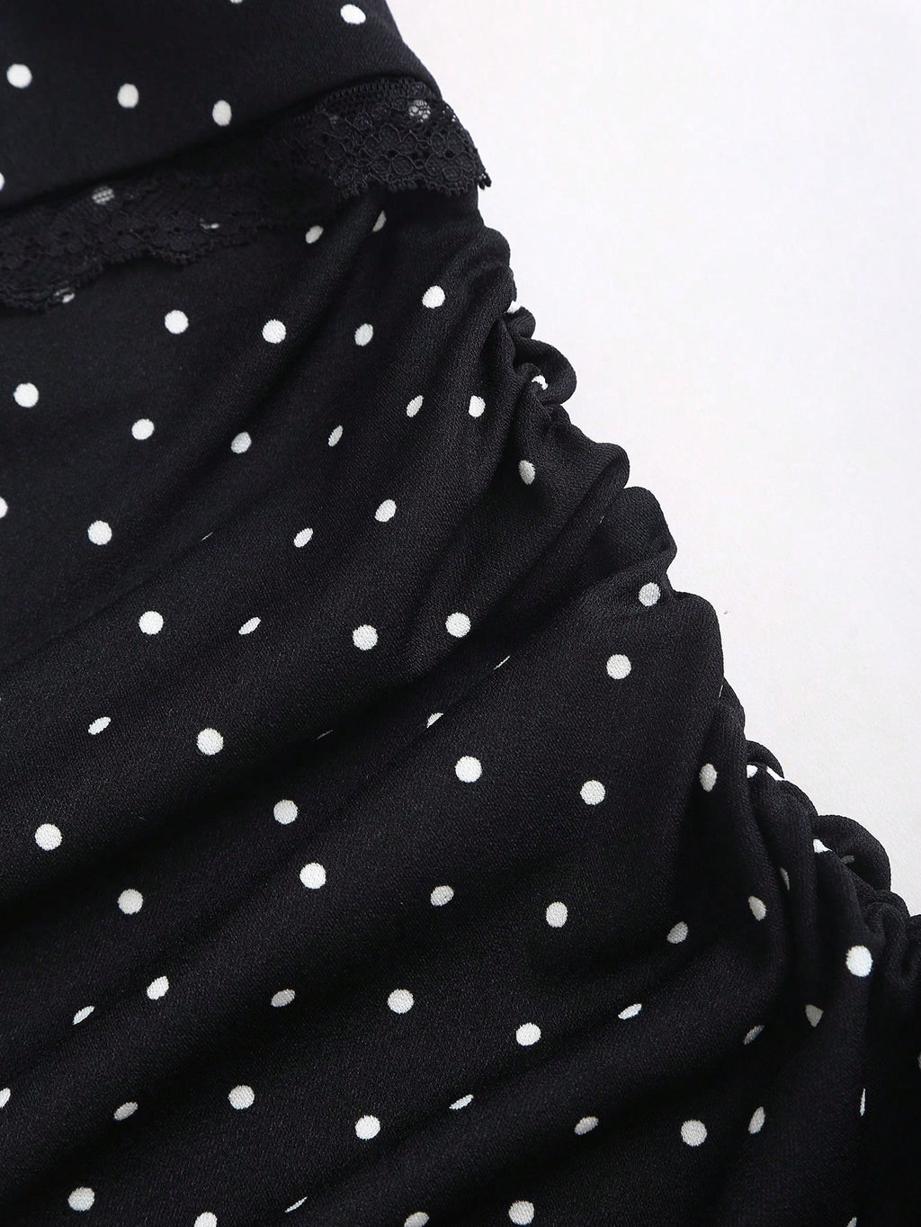 Sweetra Black And White Polka Dot Summer Cute Picnic Dress,French