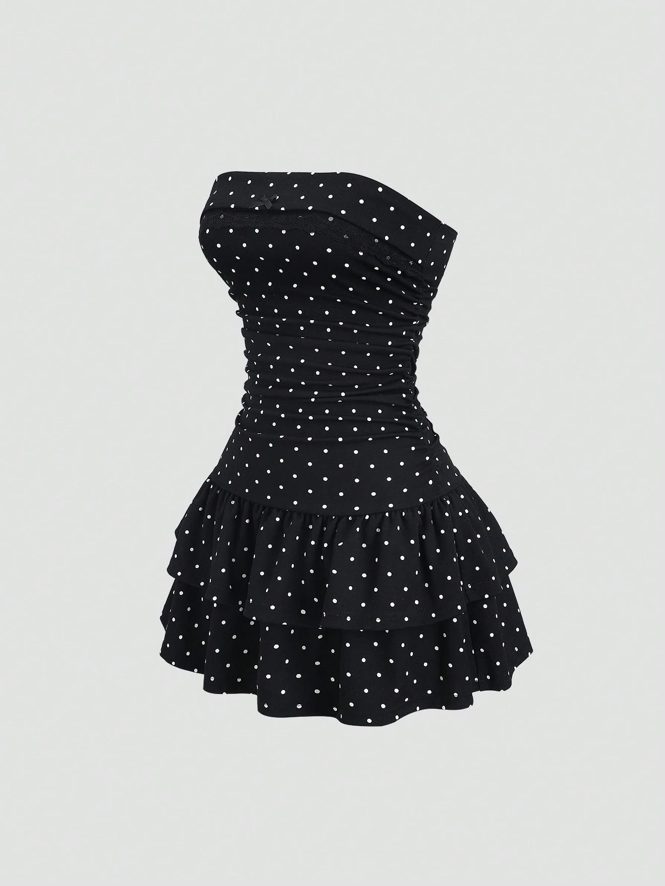 Sweetra Black And White Polka Dot Summer Cute Picnic Dress,French