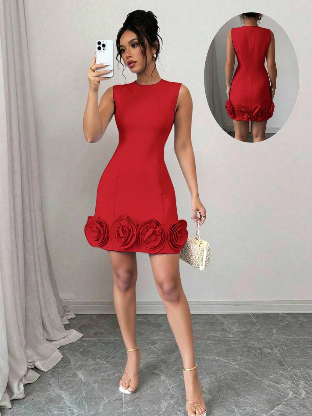 Rafferiza Elegant Fitted Floral Sleeveless Dress For Women - image 11