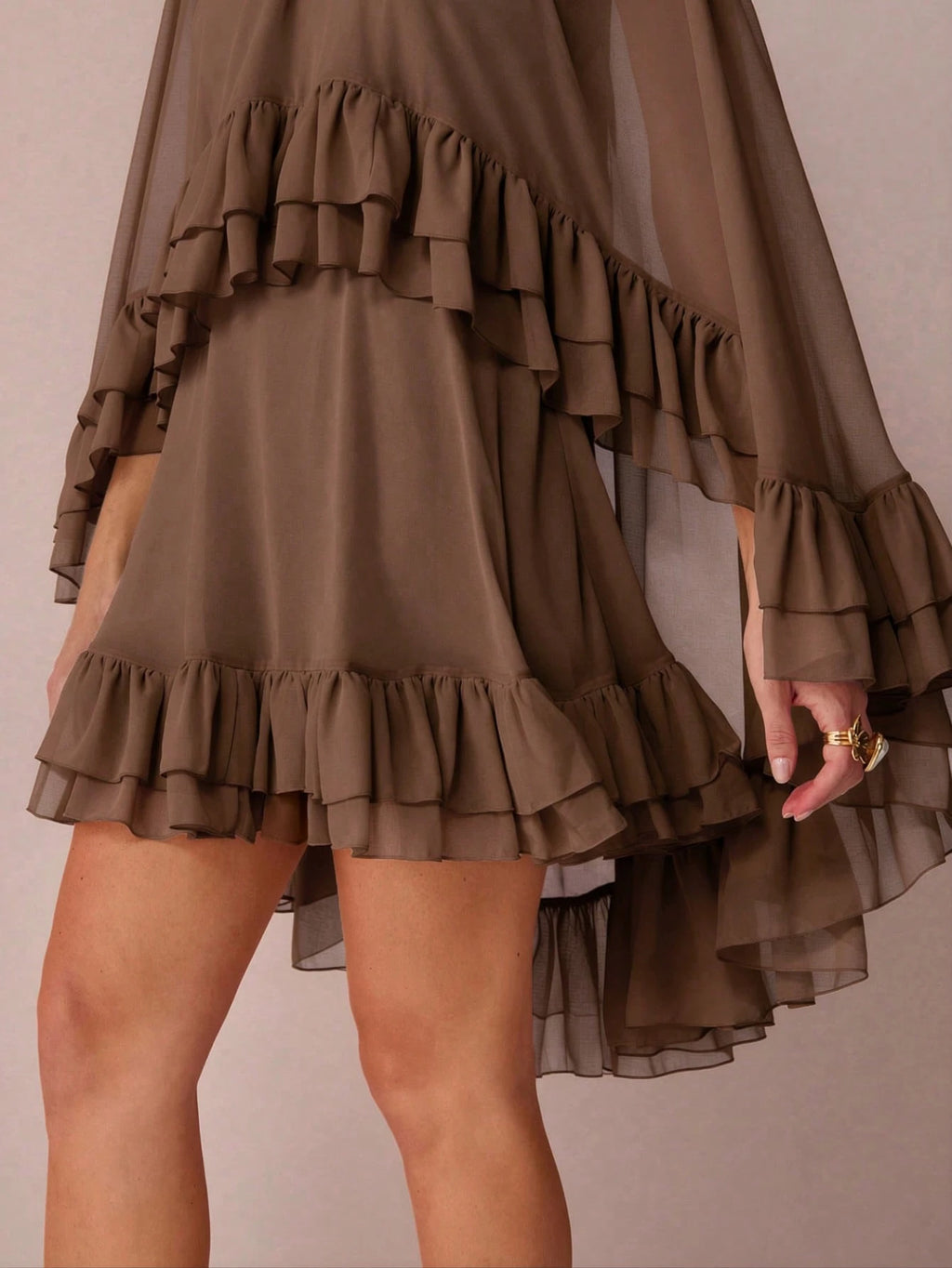 Enchnt Women's Solid Color Minimalist Everyday Poncho Sleeve Dress