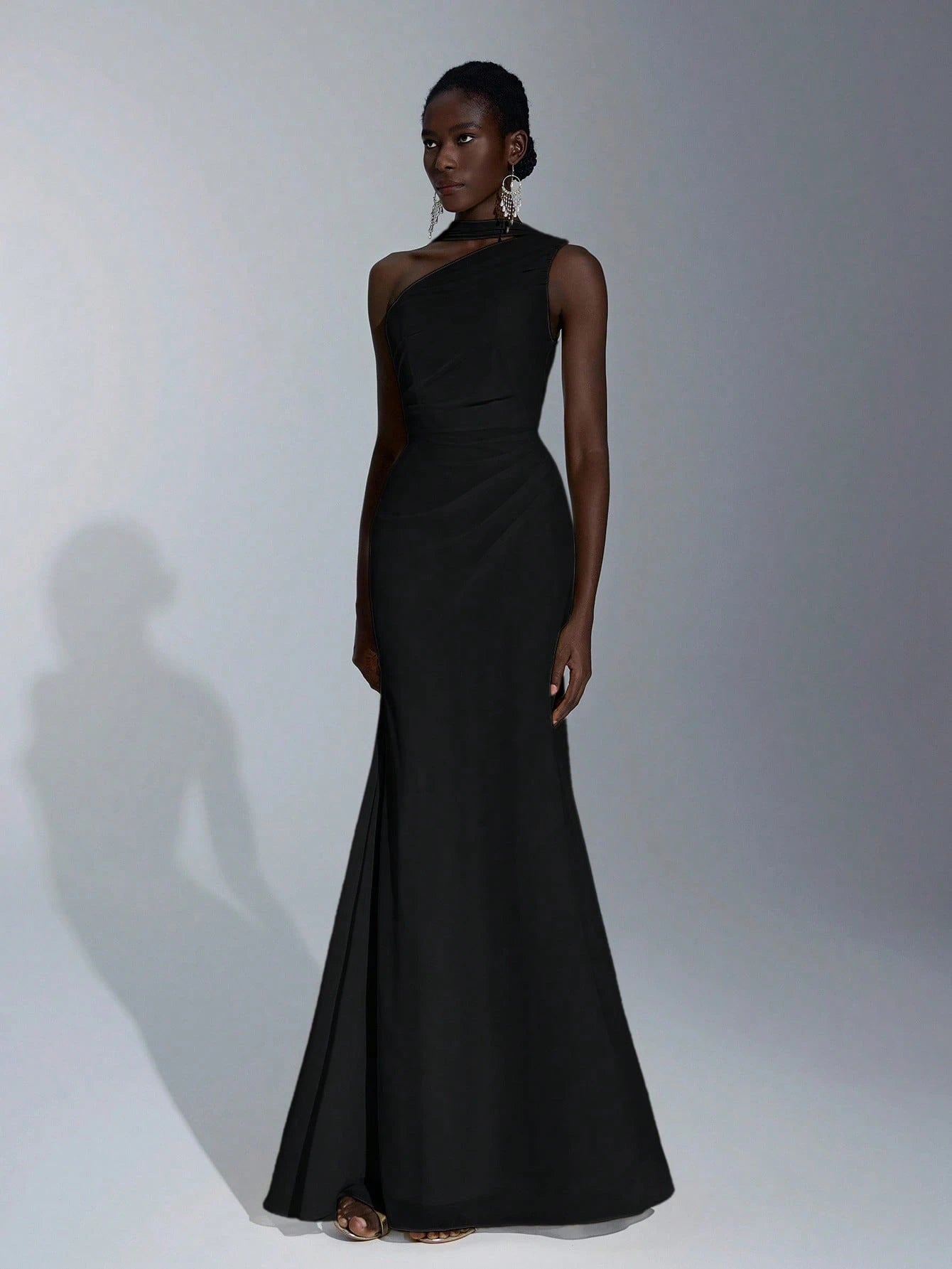 Elitara Light Yellow Summer Elegant Formal Wedding One-Shoulder Oblique Neck Flutter Side-Draped Chiffon - image 5