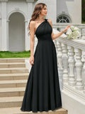 Volly Toych Light Pink Pleated A-Line Chiffon Dress, Elegant Flared Formal Bridesmaid Gown, Suitable For