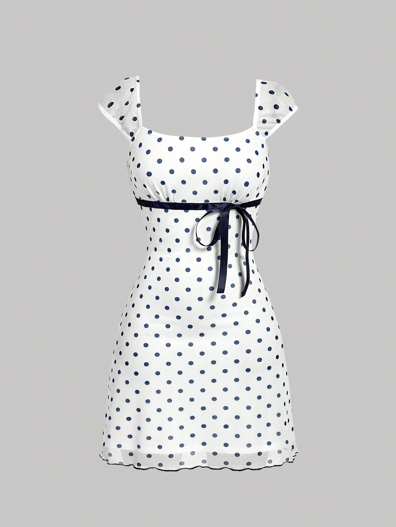 MOD Bowknot Pleated Mesh Abstract Floral Dress, Back To School,