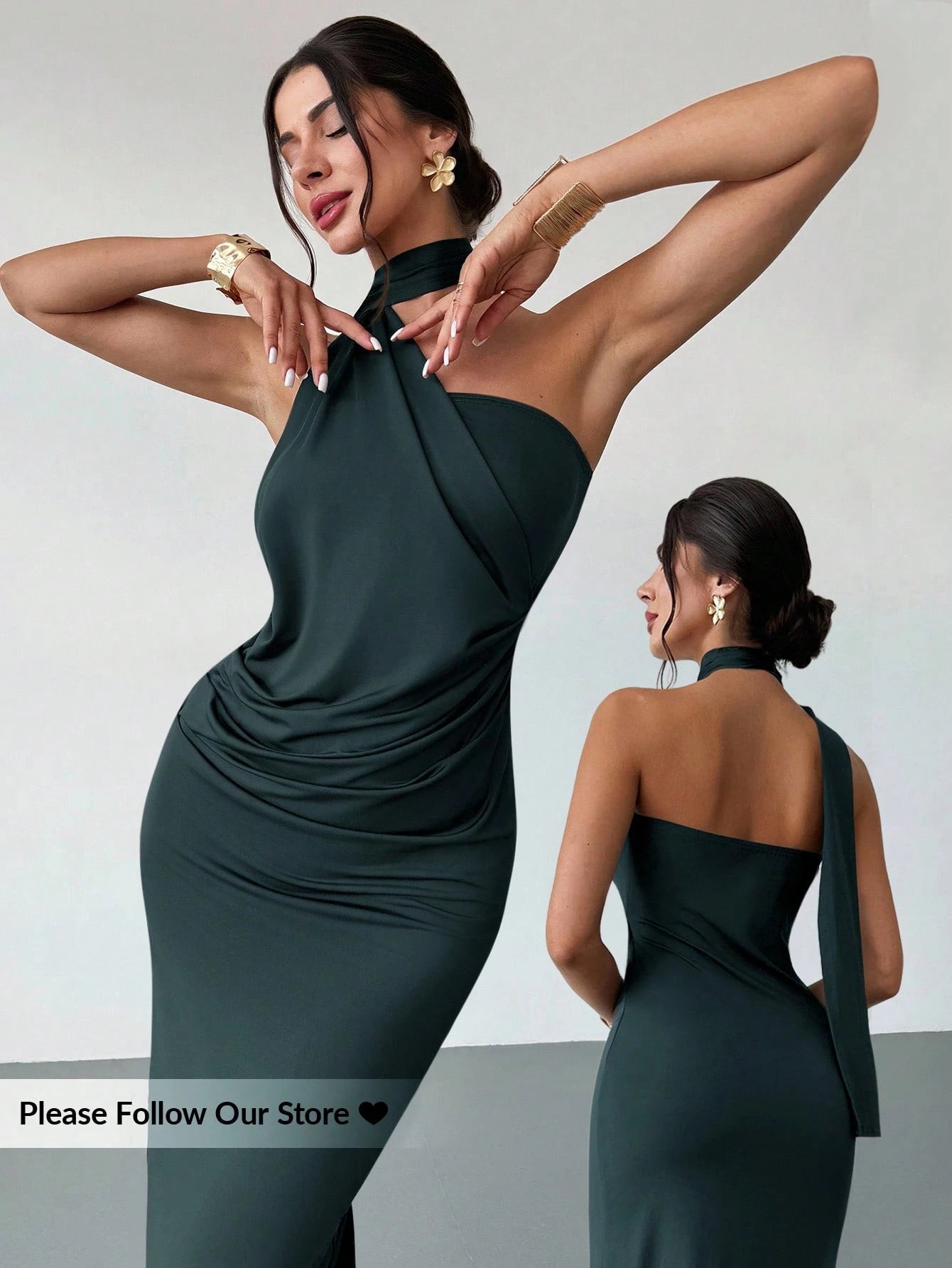 Firerie Women's Dusty Pink Summer Seductive Tropical Cocktail Dress,Elegant One Sided Asymmetrical Fitted - image 11