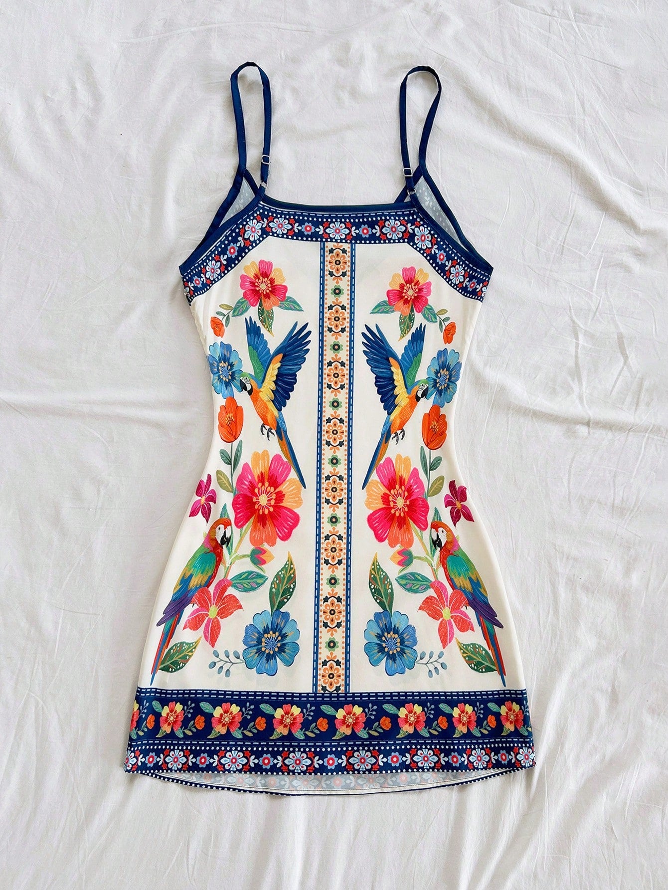 Soleia White And Blue Floral Summer Boho Holiday Vacation Holiday