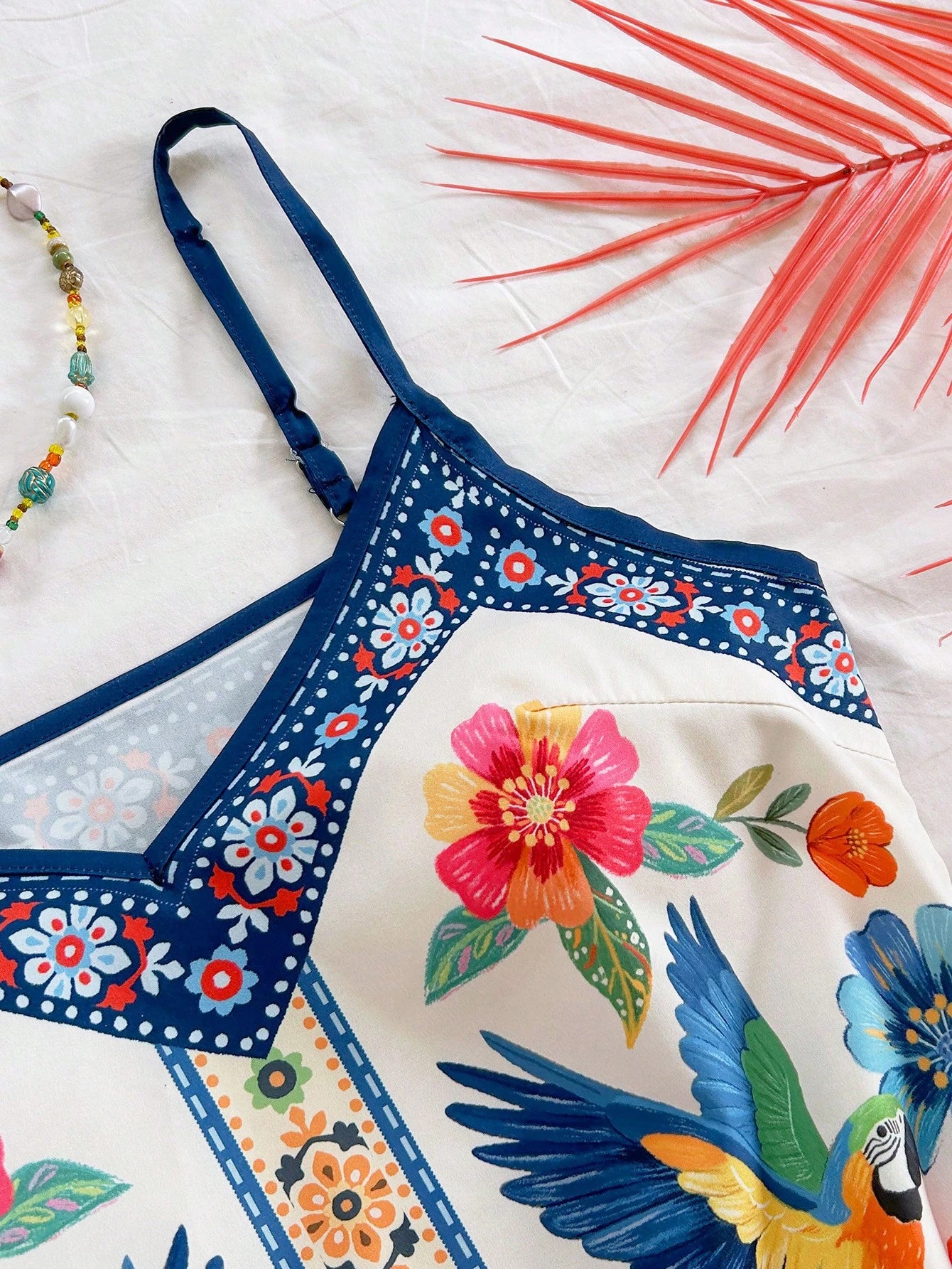 Soleia White And Blue Floral Summer Boho Holiday Vacation Holiday
