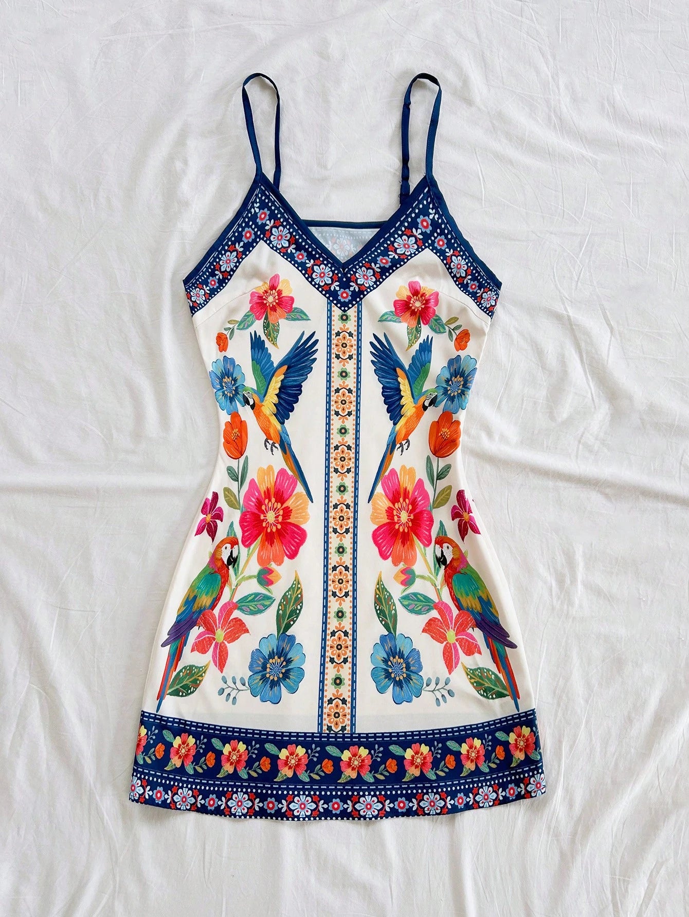 Soleia White And Blue Floral Summer Boho Holiday Vacation Holiday