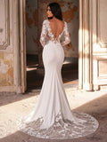 Glamrae White Summer Elegant Silky Wedding Mermaid Maxi Dress,Luxurious Embroidered Lace Applique Patchwork